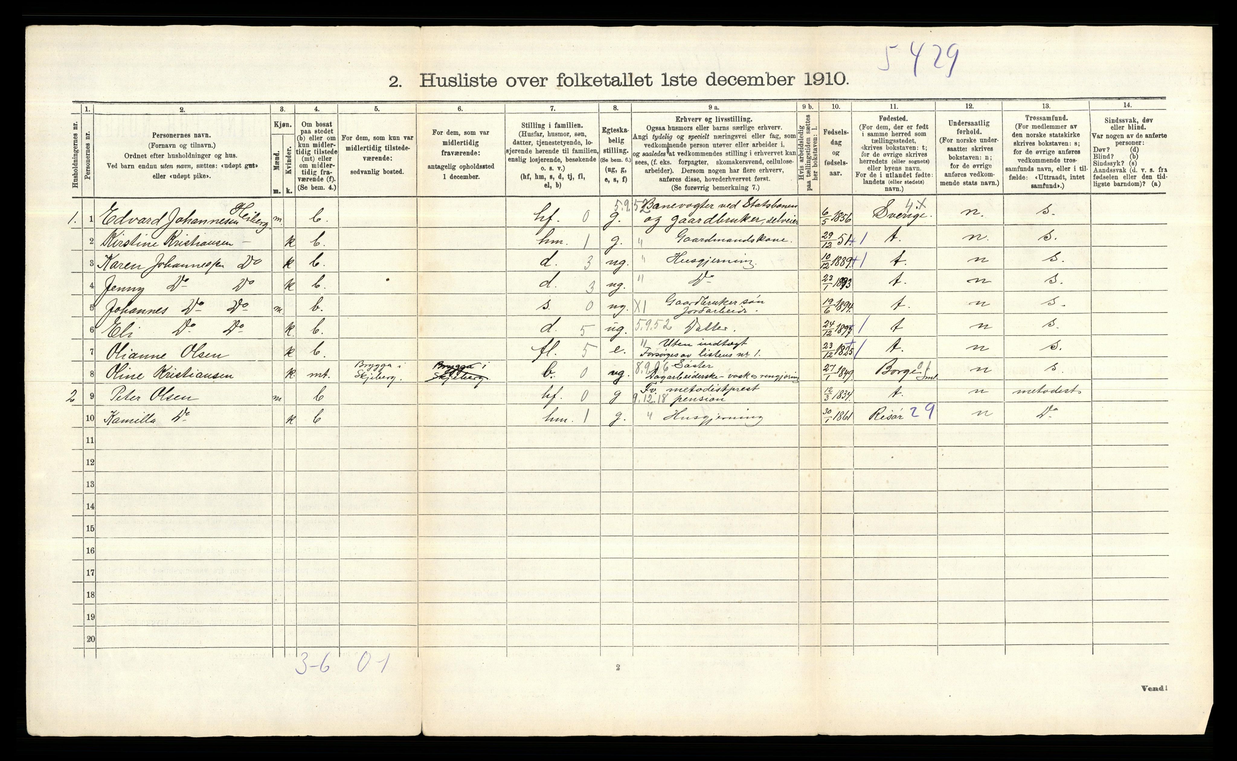 RA, 1910 census for Skjeberg, 1910, p. 65