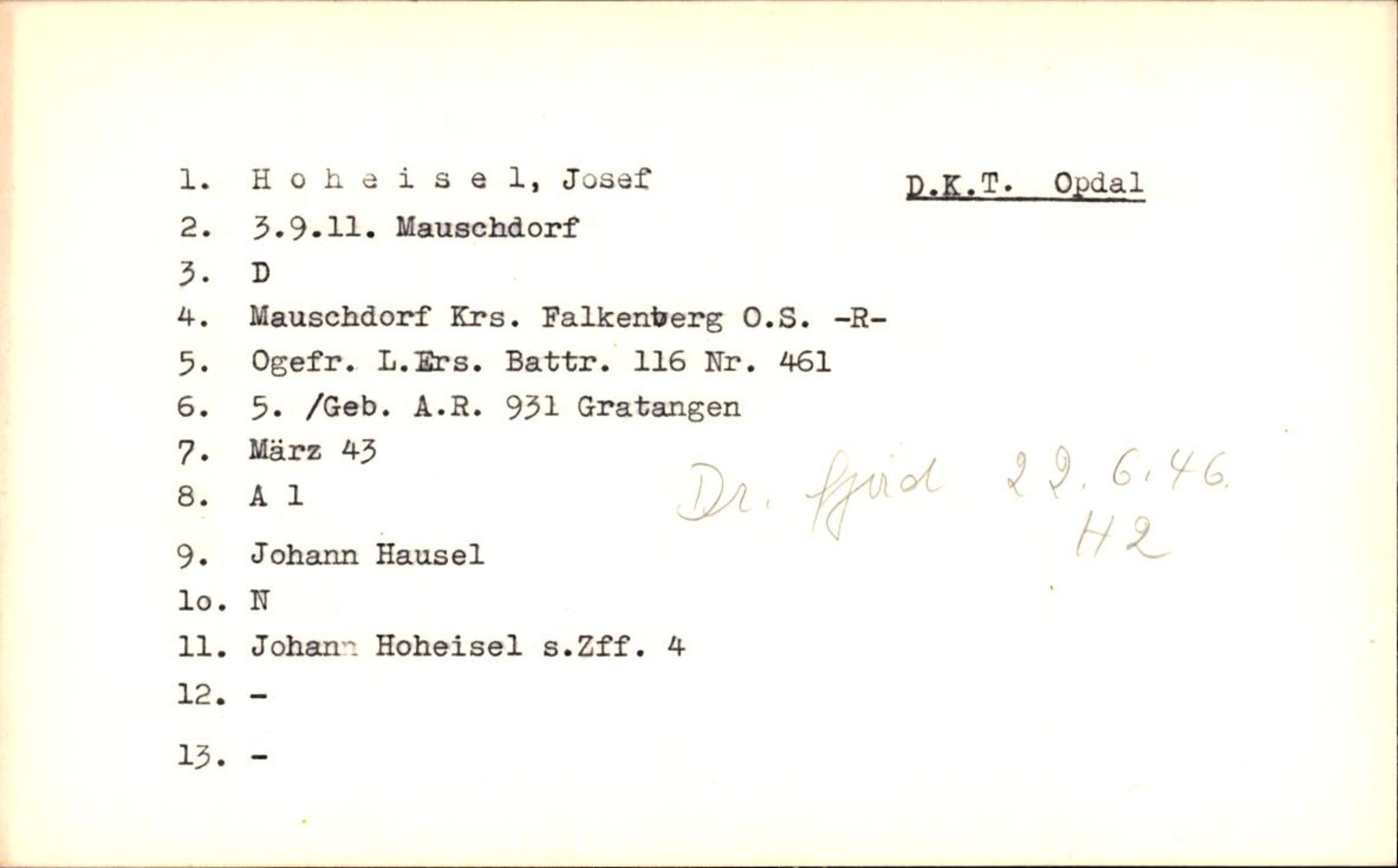 Hjemsendte tyskere , AV/RA-RAFA-6487/D/Db/L0014: Hofmeister-Kaften, 1945-1947, p. 16