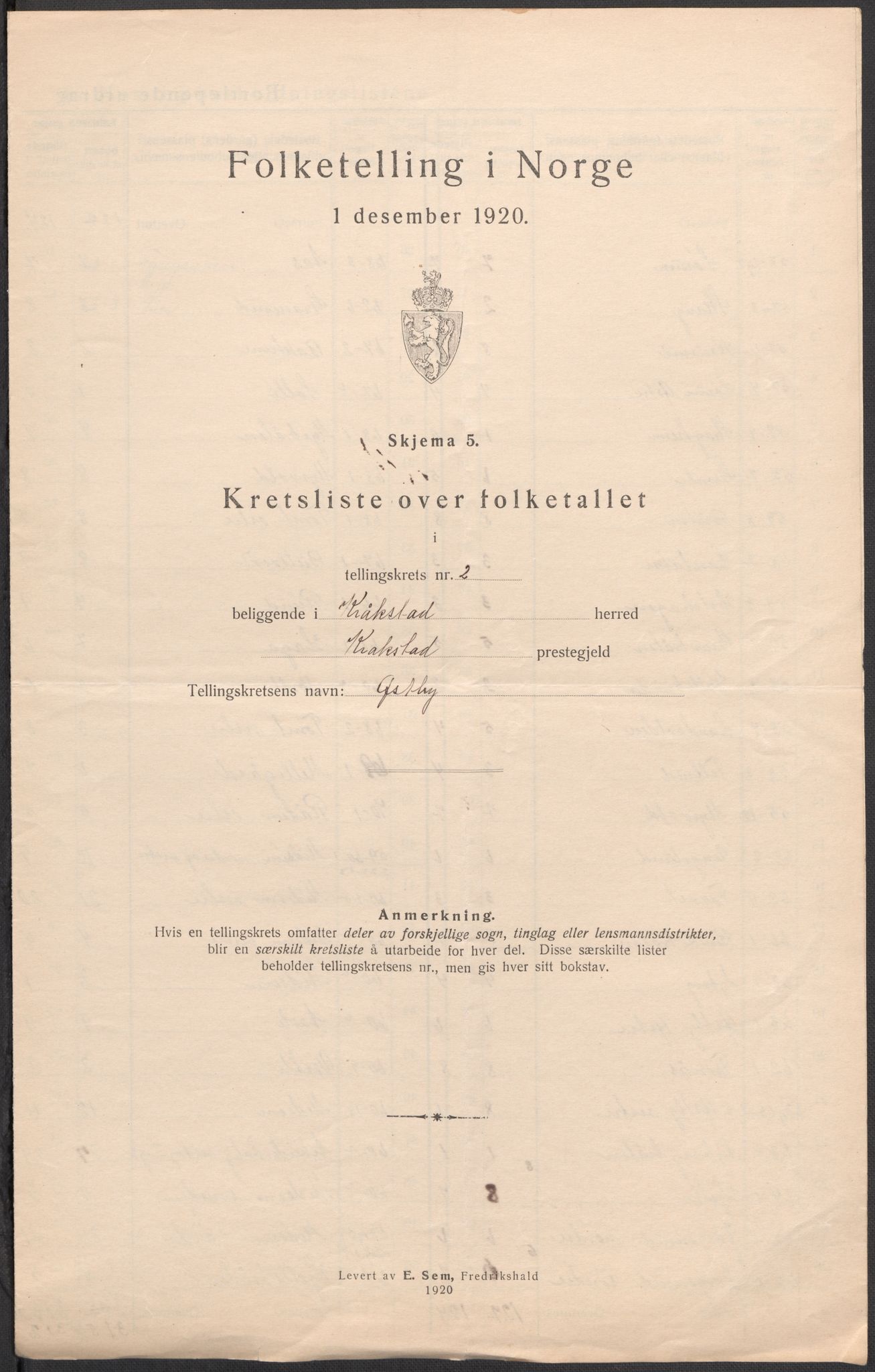 SAO, 1920 census for Kråkstad, 1920, p. 11