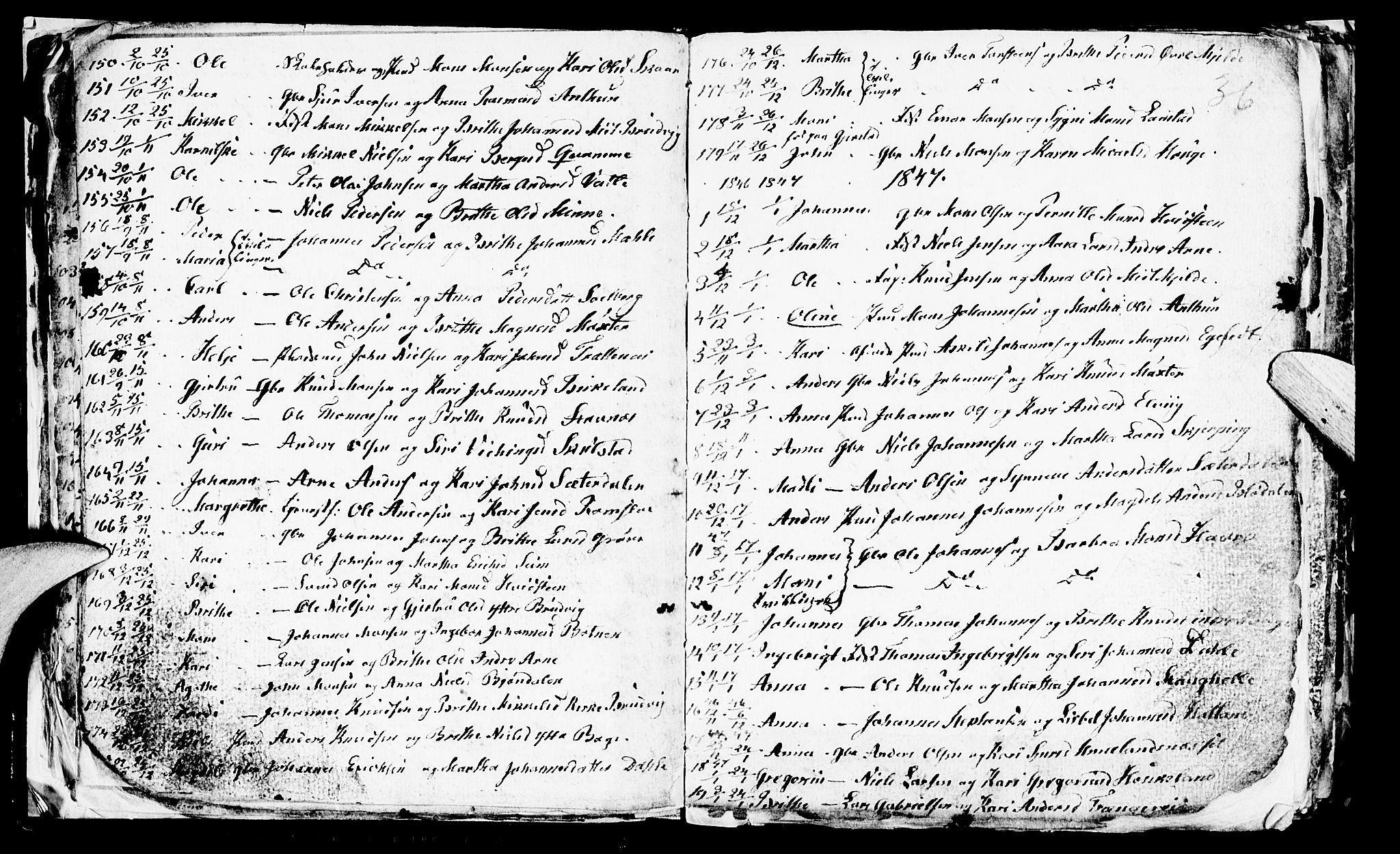 Haus sokneprestembete, SAB/A-75601/H/Hab: Parish register (copy) no. A 1, 1830-1855, p. 36