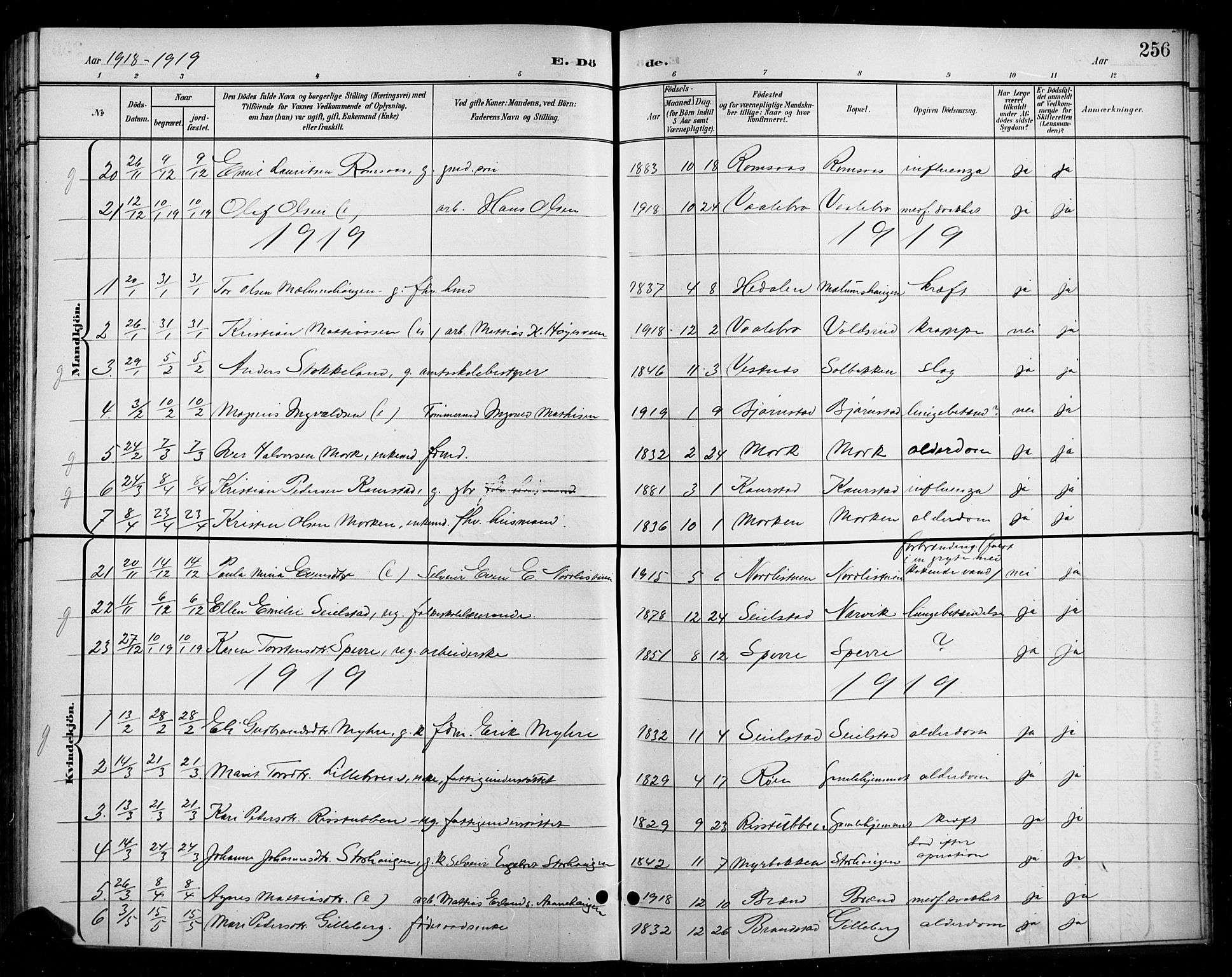Ringebu prestekontor, SAH/PREST-082/H/Ha/Hab/L0009: Parish register (copy) no. 9, 1899-1921, p. 256