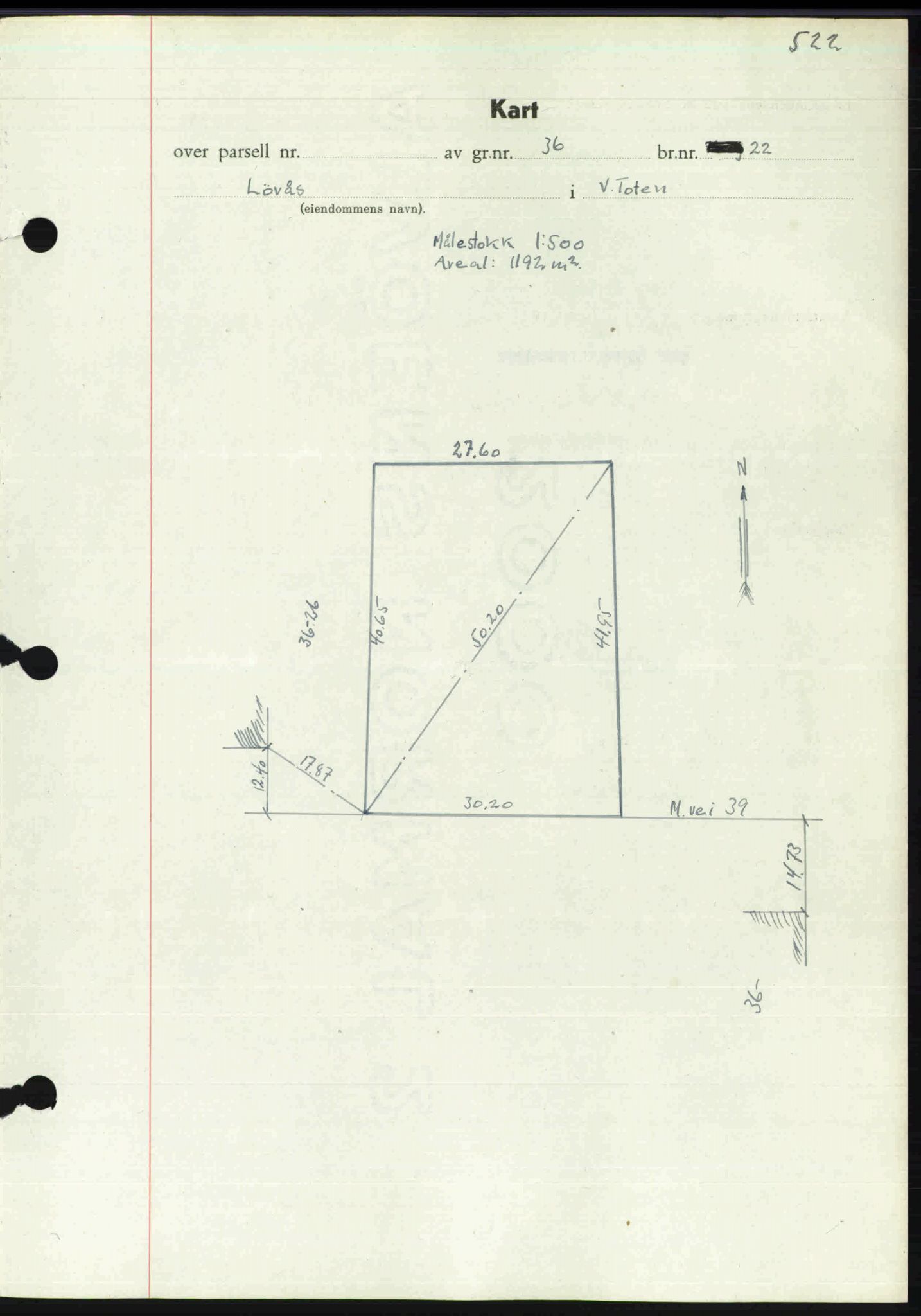 Toten tingrett, SAH/TING-006/H/Hb/Hbc/L0013: Mortgage book no. Hbc-13, 1945-1945, Diary no: : 1175/1945
