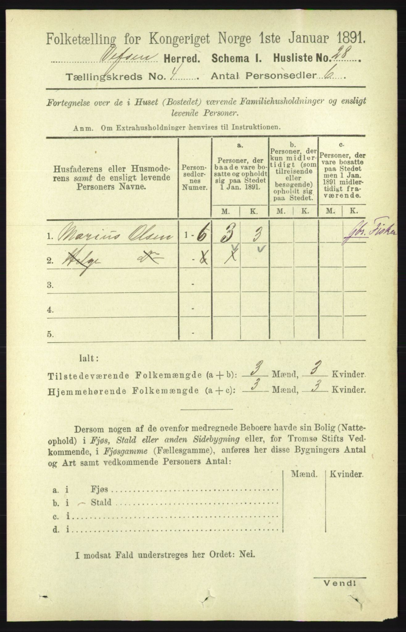 RA, 1891 census for 1824 Vefsn, 1891, p. 1590
