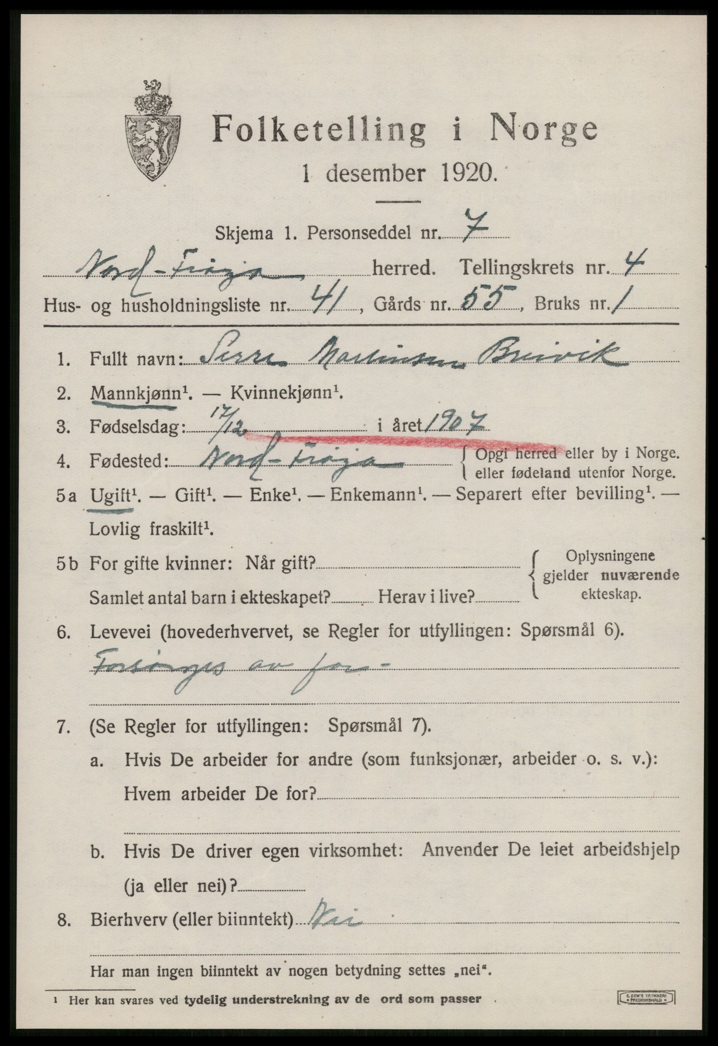 SAT, 1920 census for Nord-Frøya, 1920, p. 8623