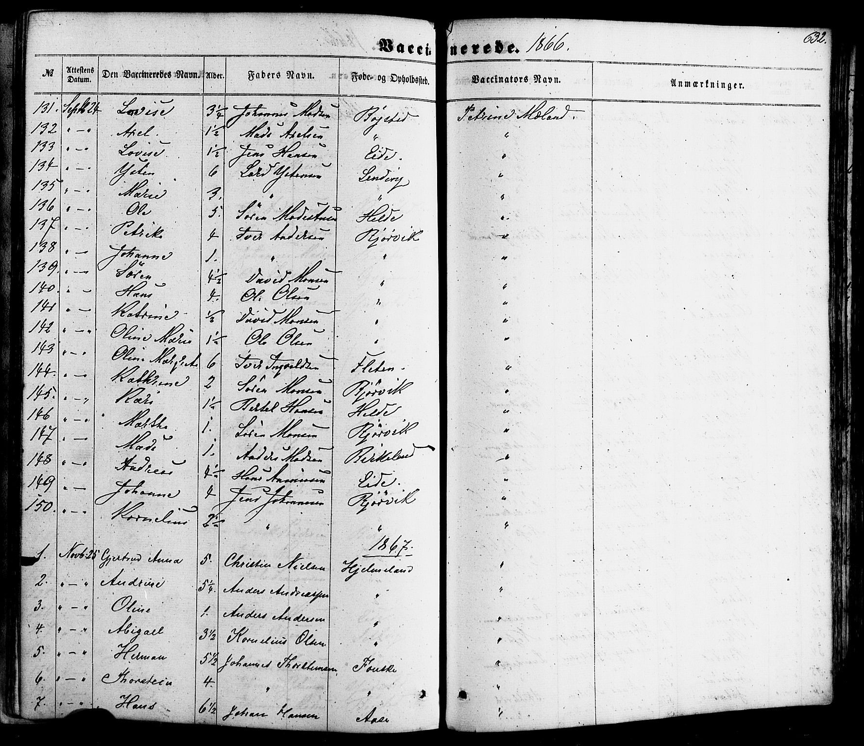 Gaular sokneprestembete, SAB/A-80001/H/Haa: Parish register (official) no. A 5, 1860-1881, p. 632