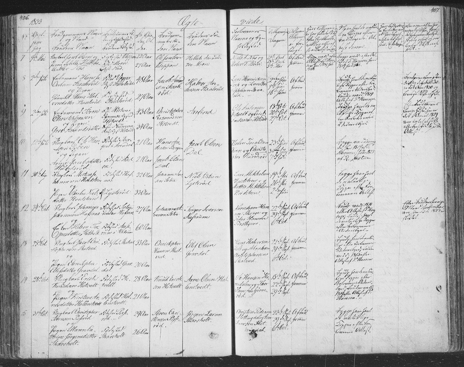 Andebu kirkebøker, AV/SAKO-A-336/F/Fa/L0004: Parish register (official) no. 4, 1829-1856, p. 406-407