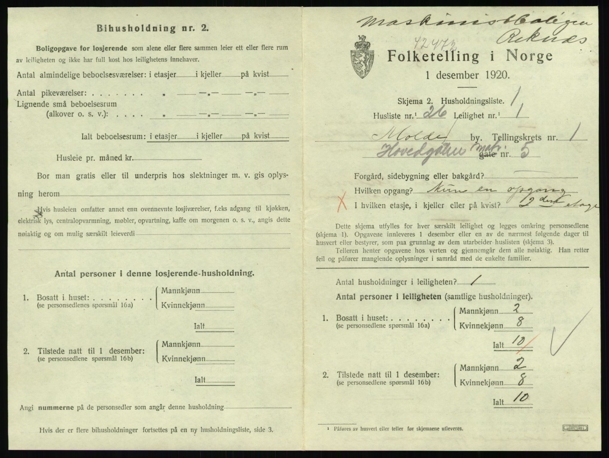 SAT, 1920 census for Molde, 1920, p. 887