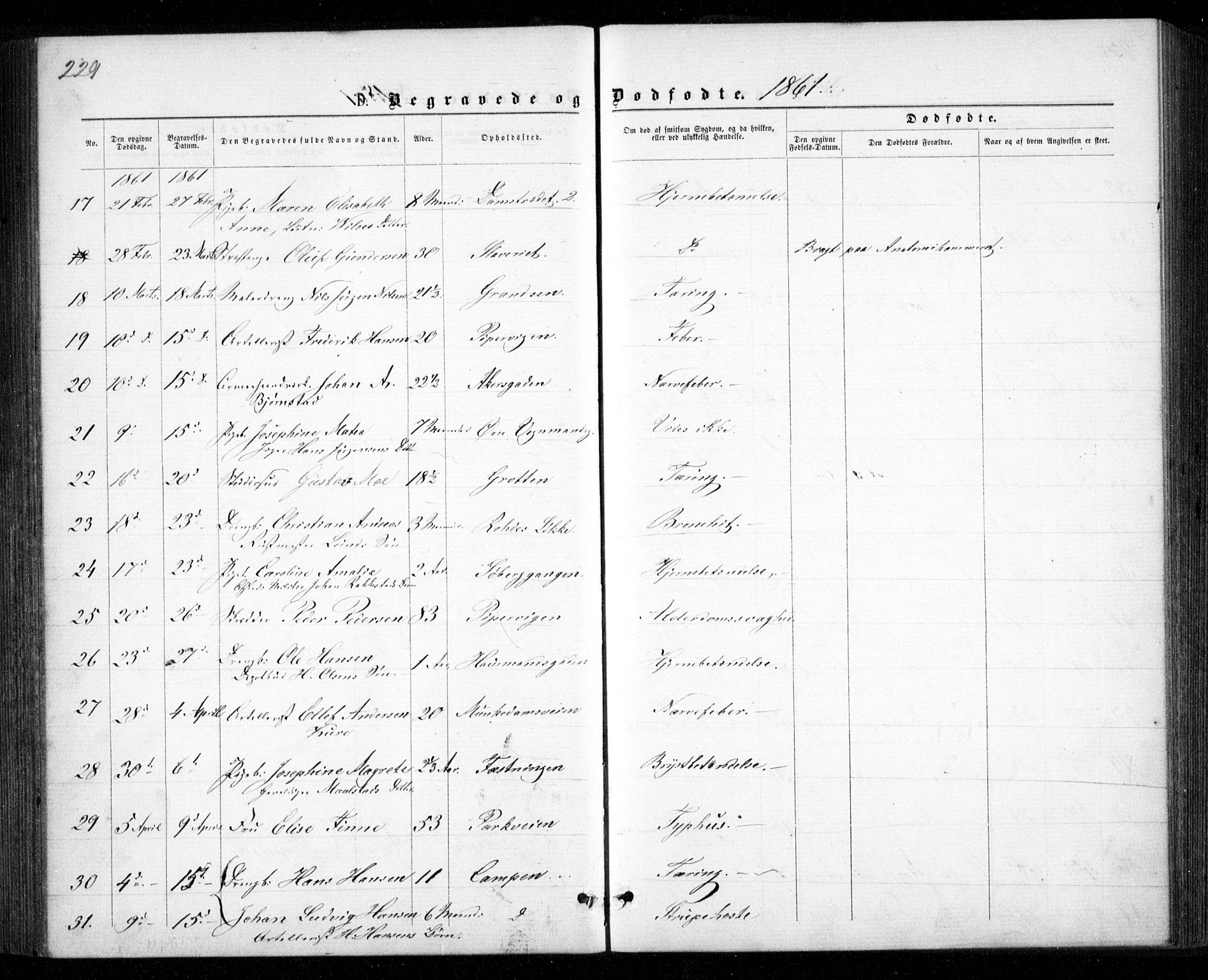 Garnisonsmenigheten Kirkebøker, SAO/A-10846/G/Ga/L0006: Parish register (copy) no. 6, 1860-1880, p. 229