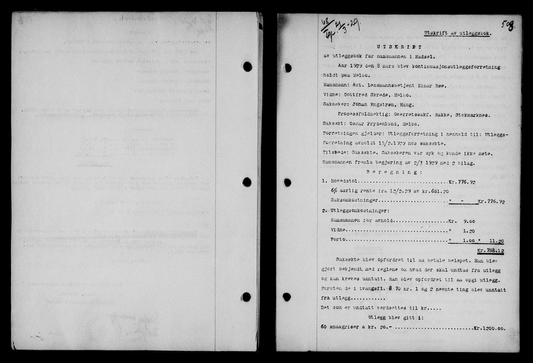Vesterålen sorenskriveri, SAT/A-4180/1/2/2Ca/L0047: Mortgage book no. 40, 1928-1929, Deed date: 21.03.1929