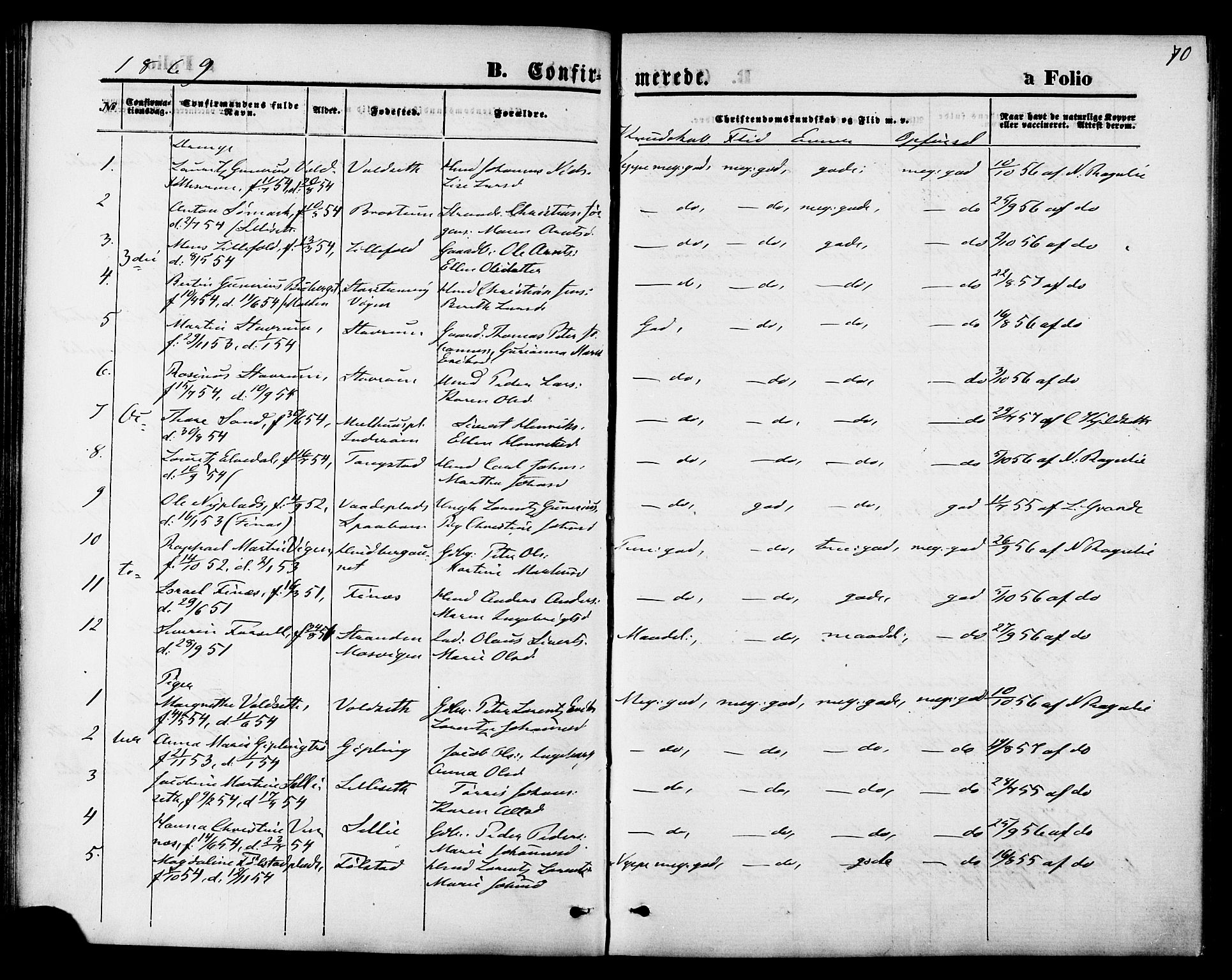 Ministerialprotokoller, klokkerbøker og fødselsregistre - Nord-Trøndelag, AV/SAT-A-1458/744/L0419: Parish register (official) no. 744A03, 1867-1881, p. 70