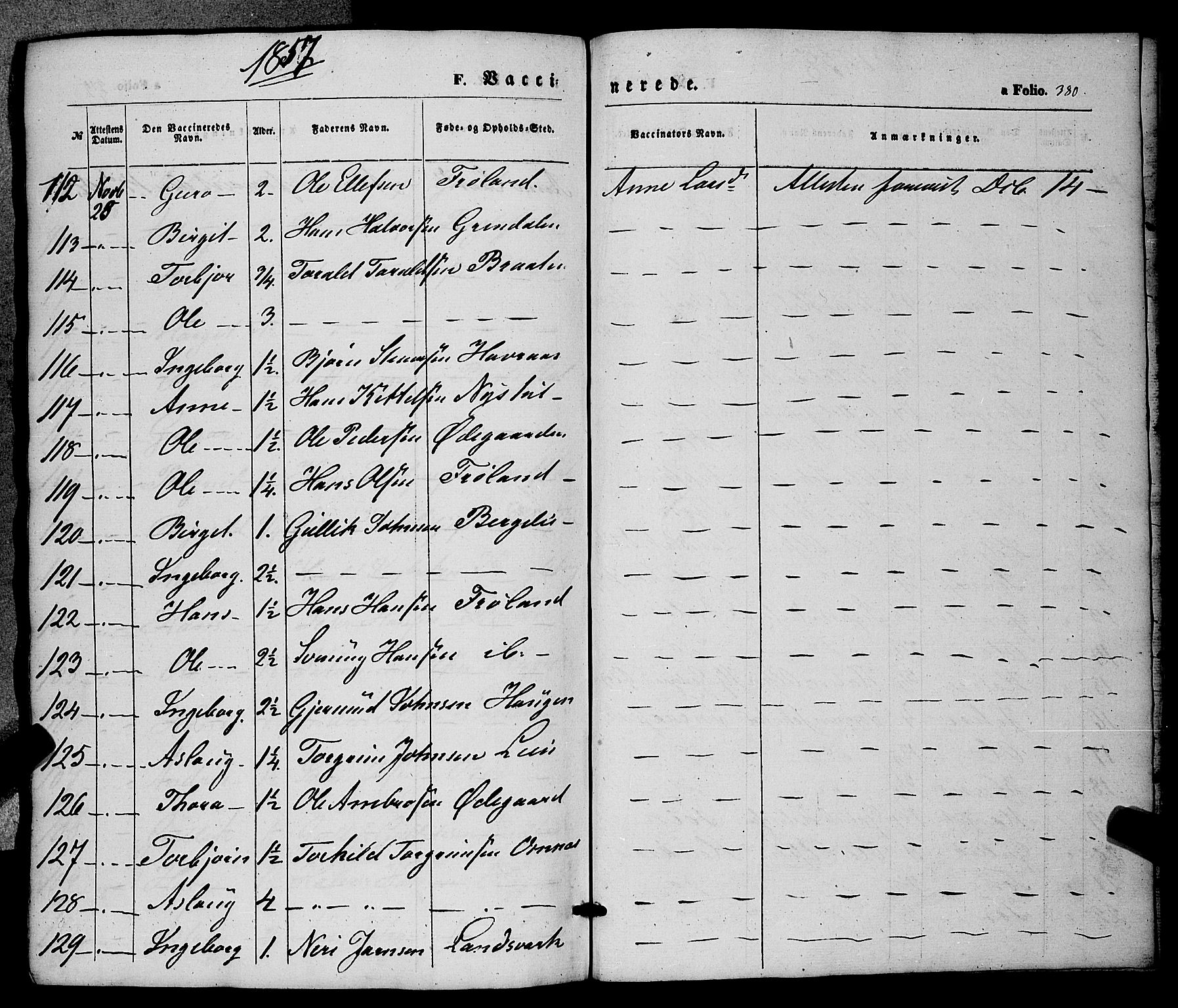 Hjartdal kirkebøker, AV/SAKO-A-270/F/Fa/L0008: Parish register (official) no. I 8, 1844-1859, p. 380