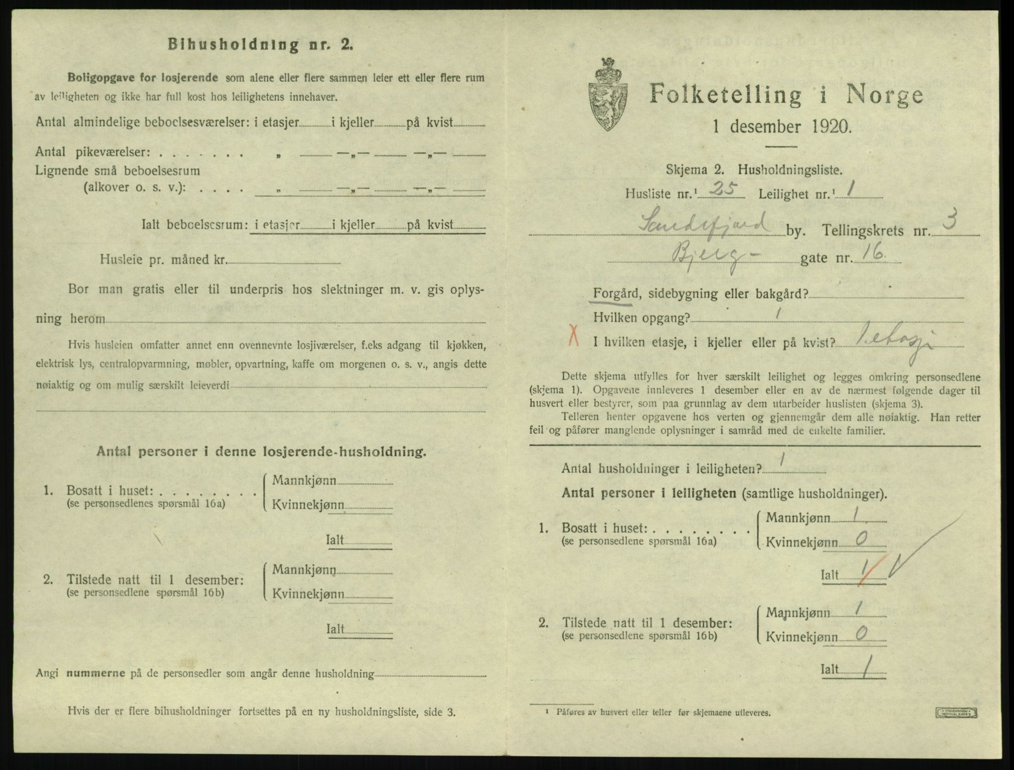 SAKO, 1920 census for Sandefjord, 1920, p. 1974