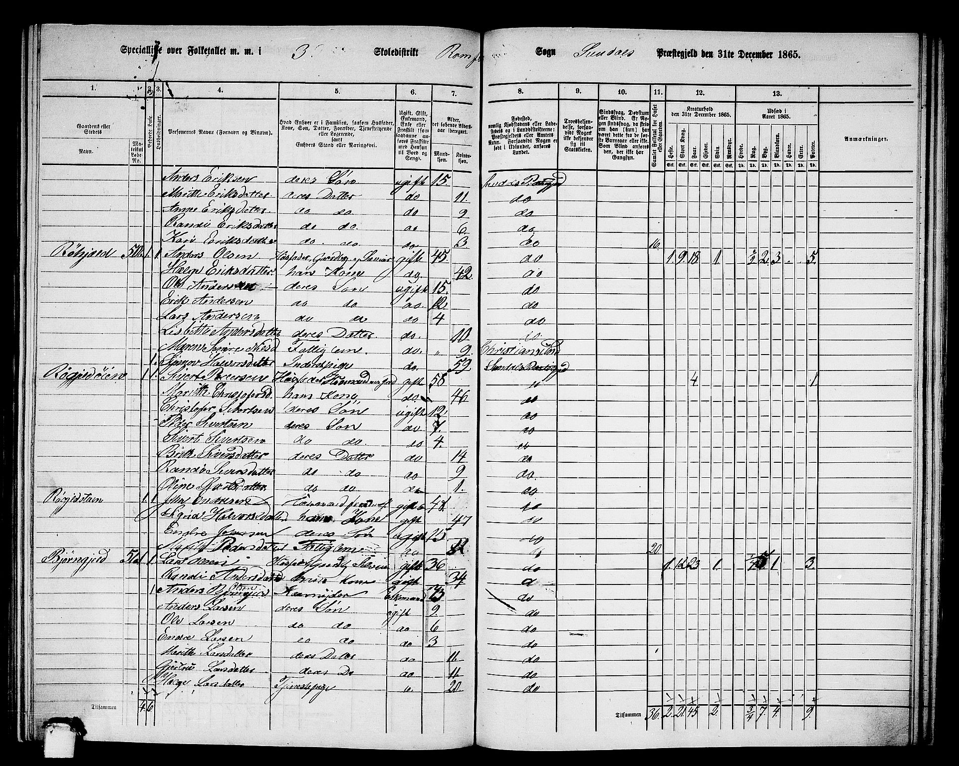 RA, 1865 census for Sunndal, 1865, p. 49