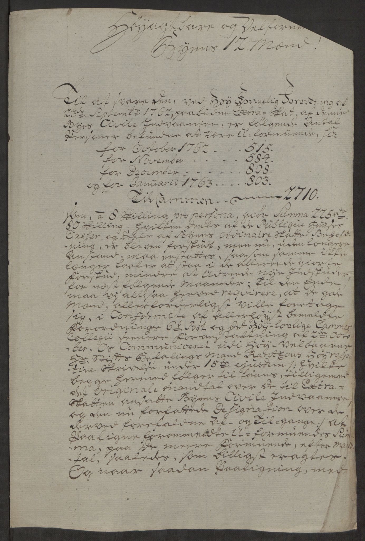 Rentekammeret inntil 1814, Reviderte regnskaper, Byregnskaper, AV/RA-EA-4066/R/Rs/L0516/0001: [S9] Kontribusjonsregnskap / Ekstraskatt, 1762-1767, p. 104