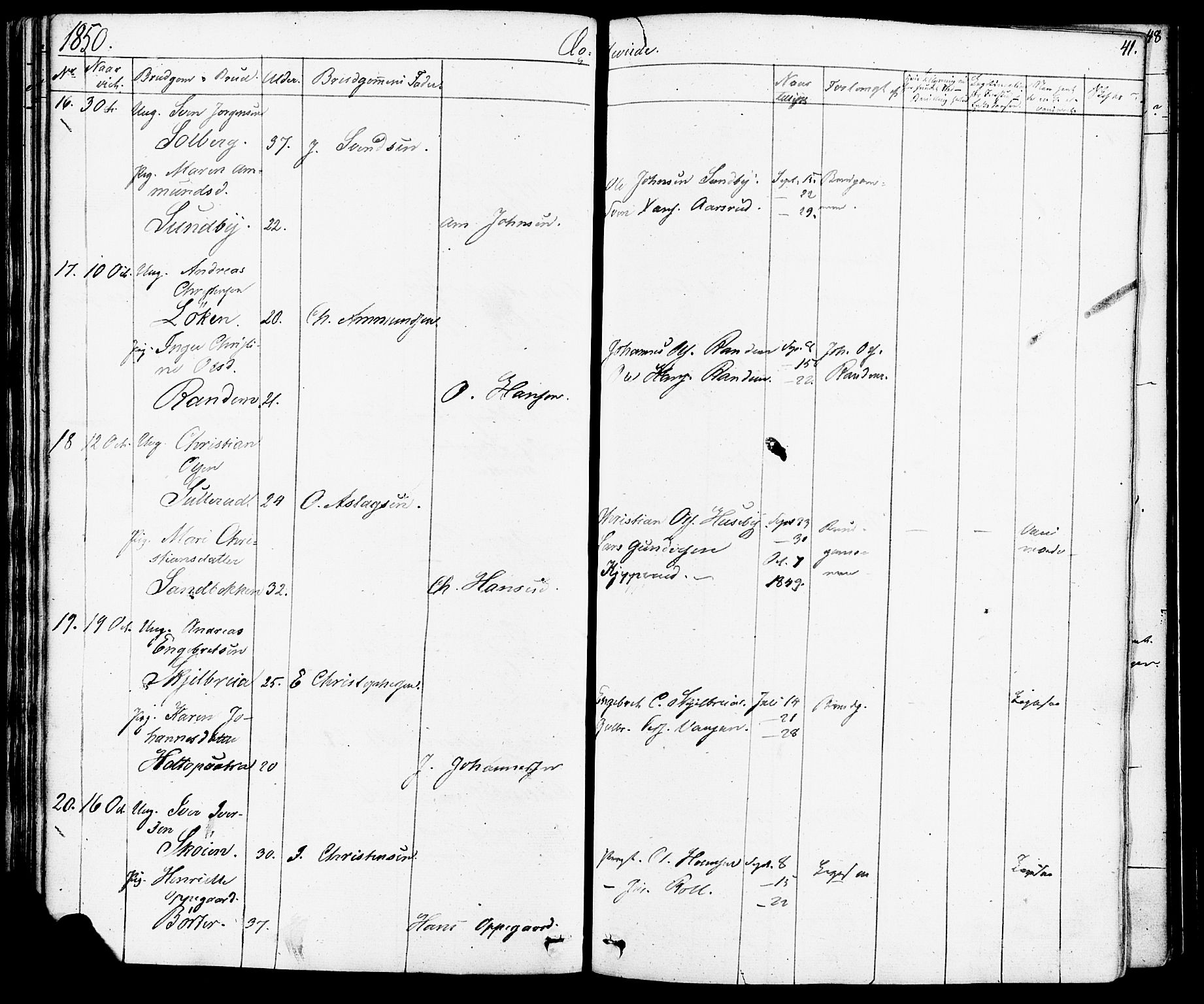 Enebakk prestekontor Kirkebøker, AV/SAO-A-10171c/F/Fa/L0012: Parish register (official) no. I 12, 1832-1882, p. 41