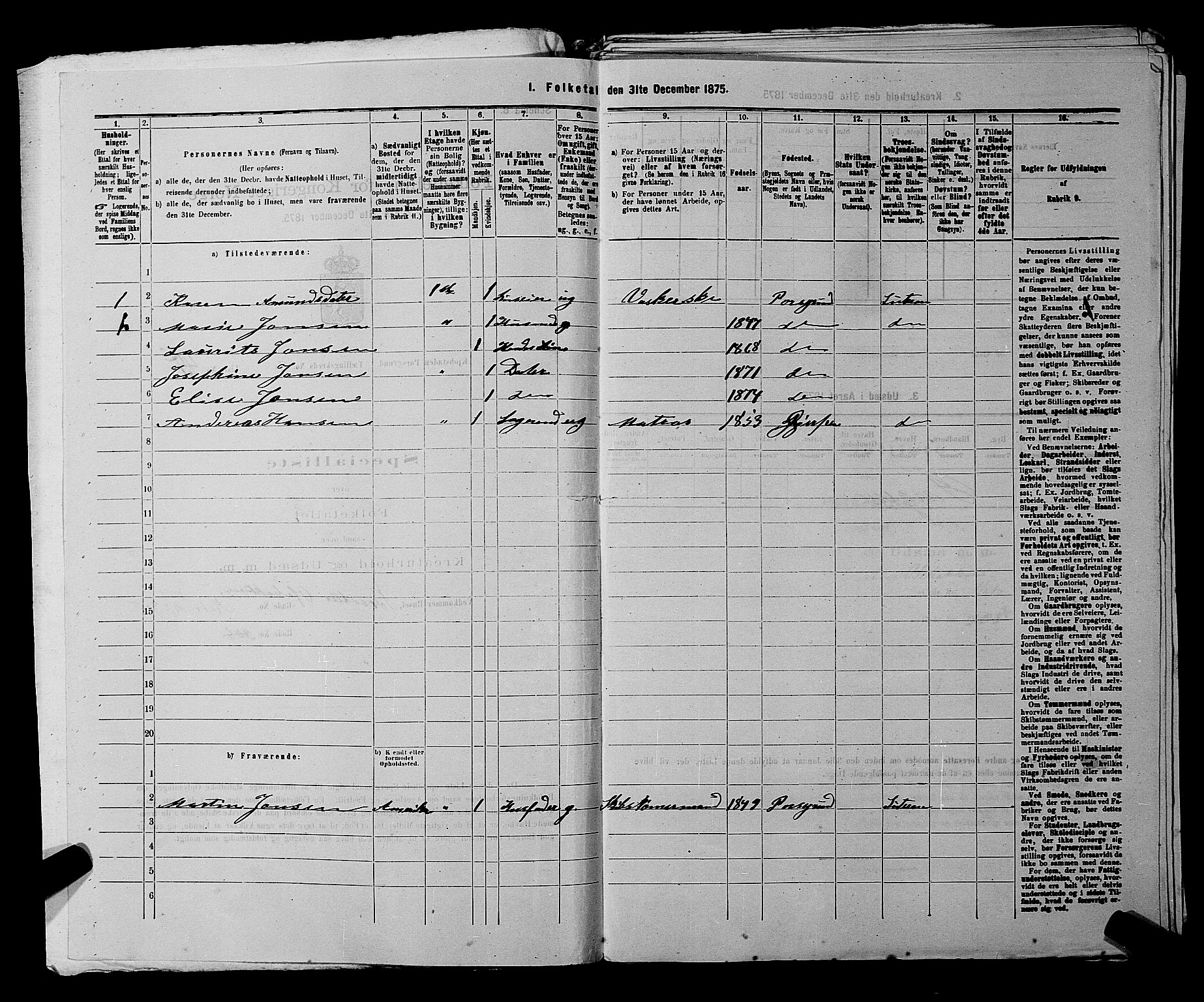 SAKO, 1875 census for 0805P Porsgrunn, 1875, p. 128