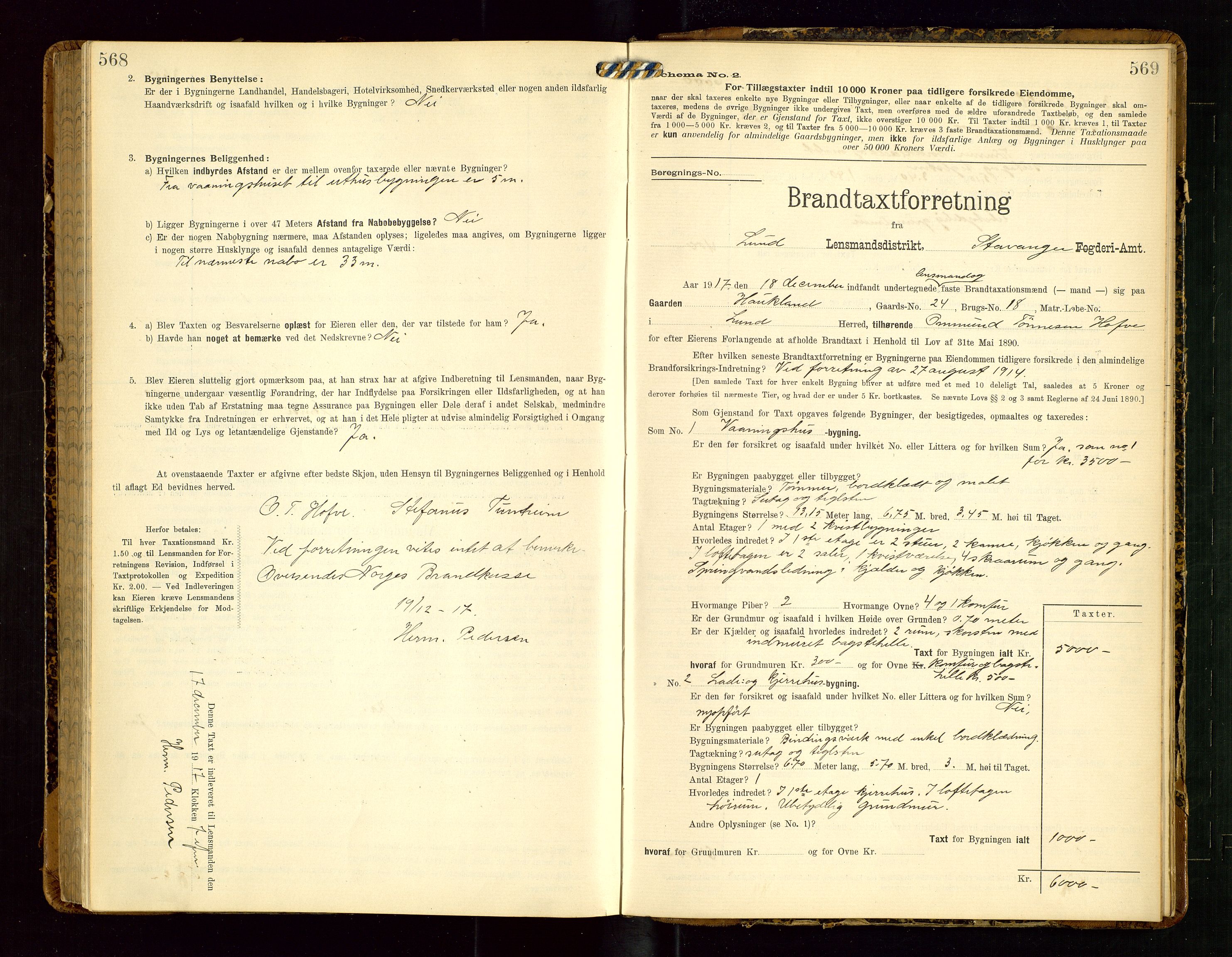 Lund lensmannskontor, AV/SAST-A-100303/Gob/L0002: "Brandtakstprotokol", 1908-1918, p. 568-569