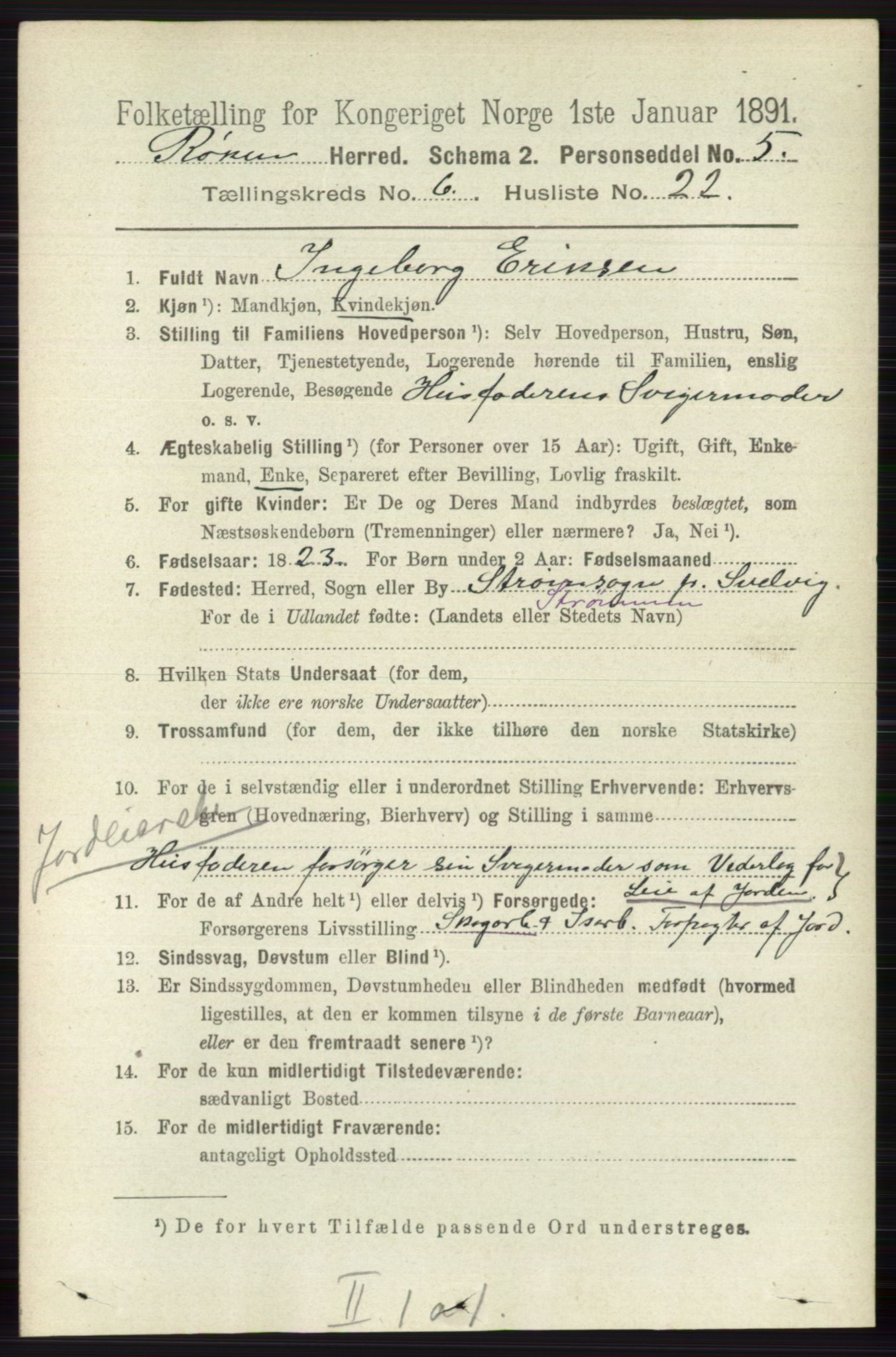 RA, 1891 census for 0627 Røyken, 1891, p. 3752