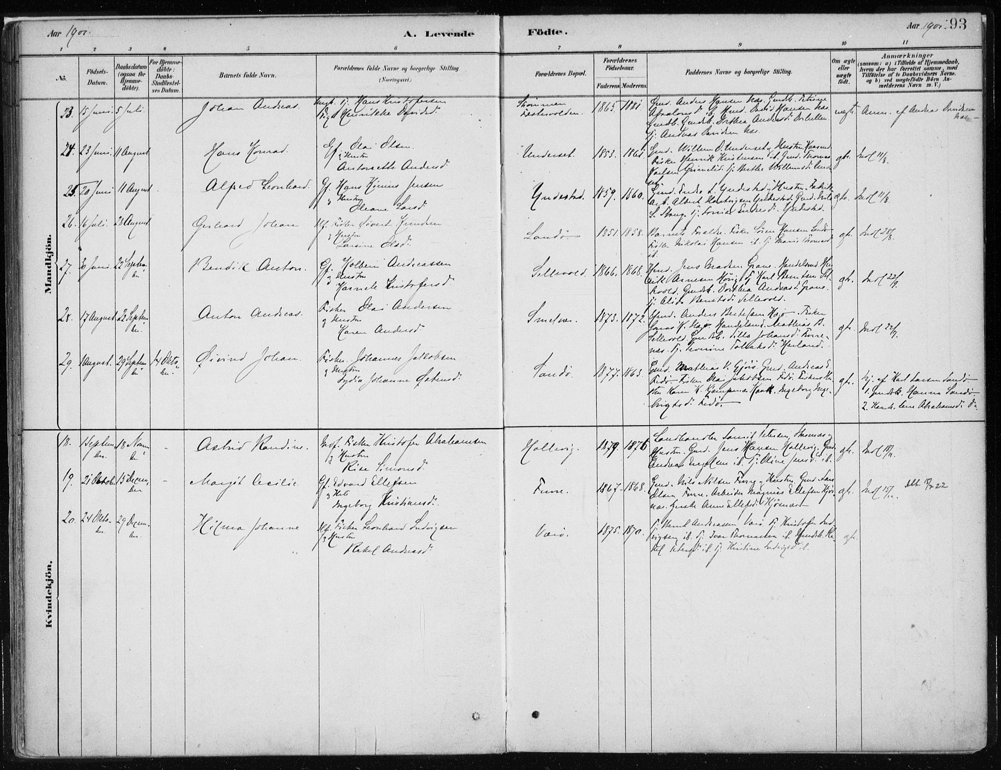 Askvoll sokneprestembete, AV/SAB-A-79501/H/Haa/Haab/L0002: Parish register (official) no. B 2, 1879-1909, p. 93