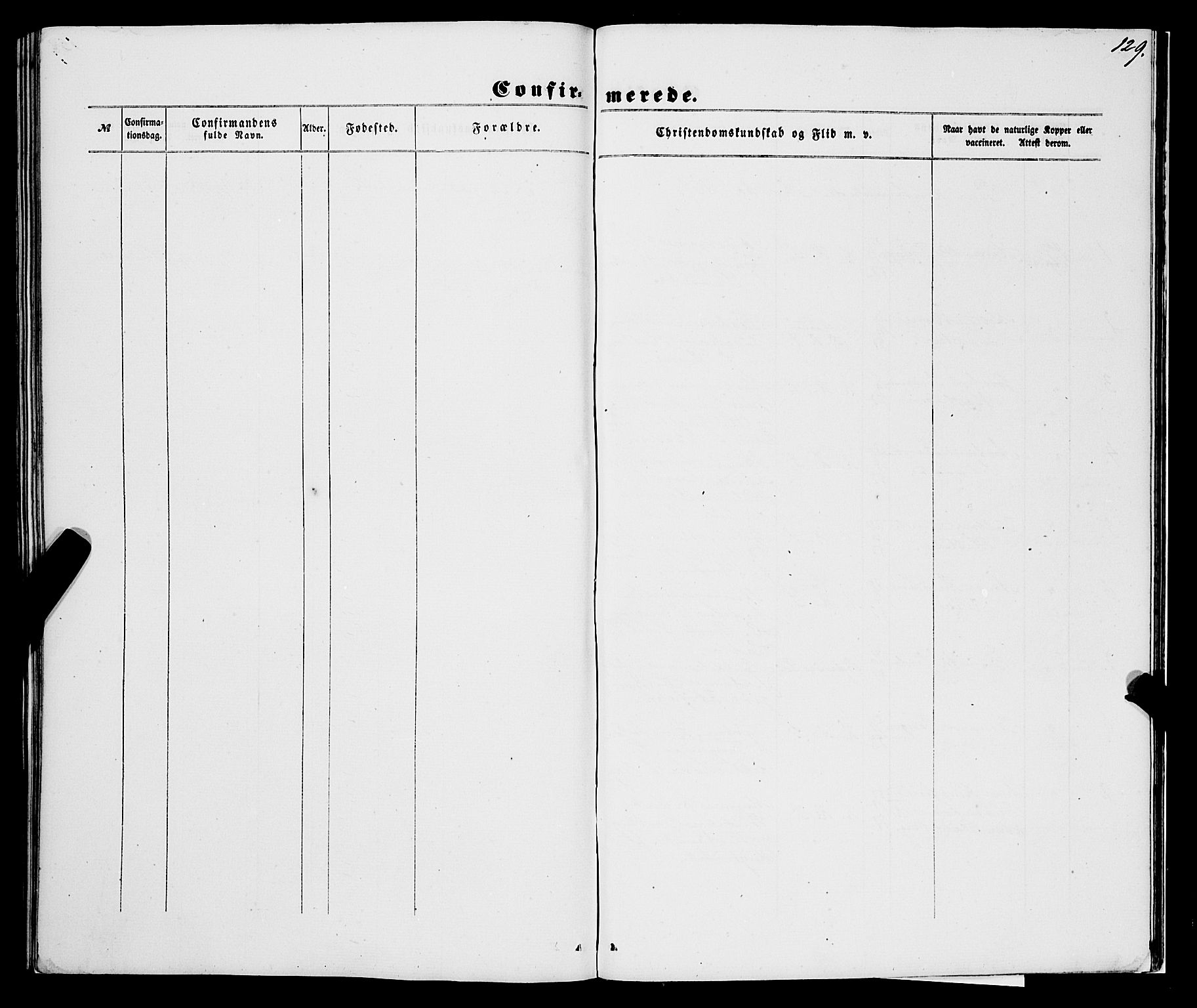 Korskirken sokneprestembete, SAB/A-76101/H/Haa/L0069: Curate's parish register no. A 4, 1856-1869, p. 129