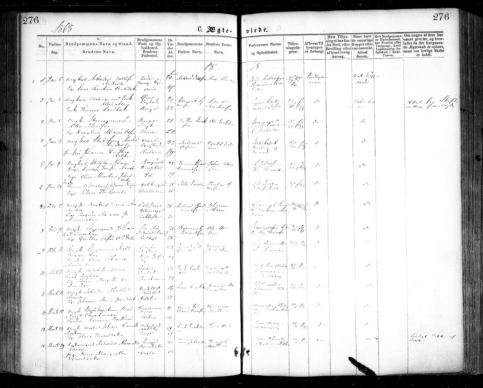 Glemmen prestekontor Kirkebøker, SAO/A-10908/F/Fa/L0008: Parish register (official) no. 8, 1862-1871, p. 276