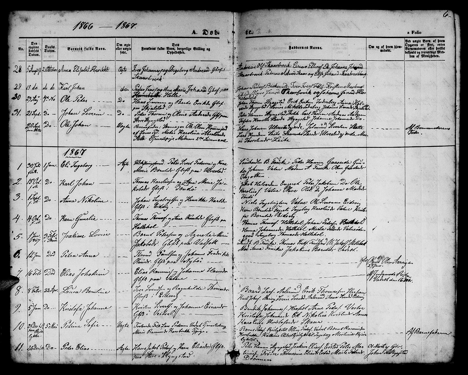 Ministerialprotokoller, klokkerbøker og fødselsregistre - Møre og Romsdal, AV/SAT-A-1454/525/L0375: Parish register (copy) no. 525C01, 1865-1879, p. 6