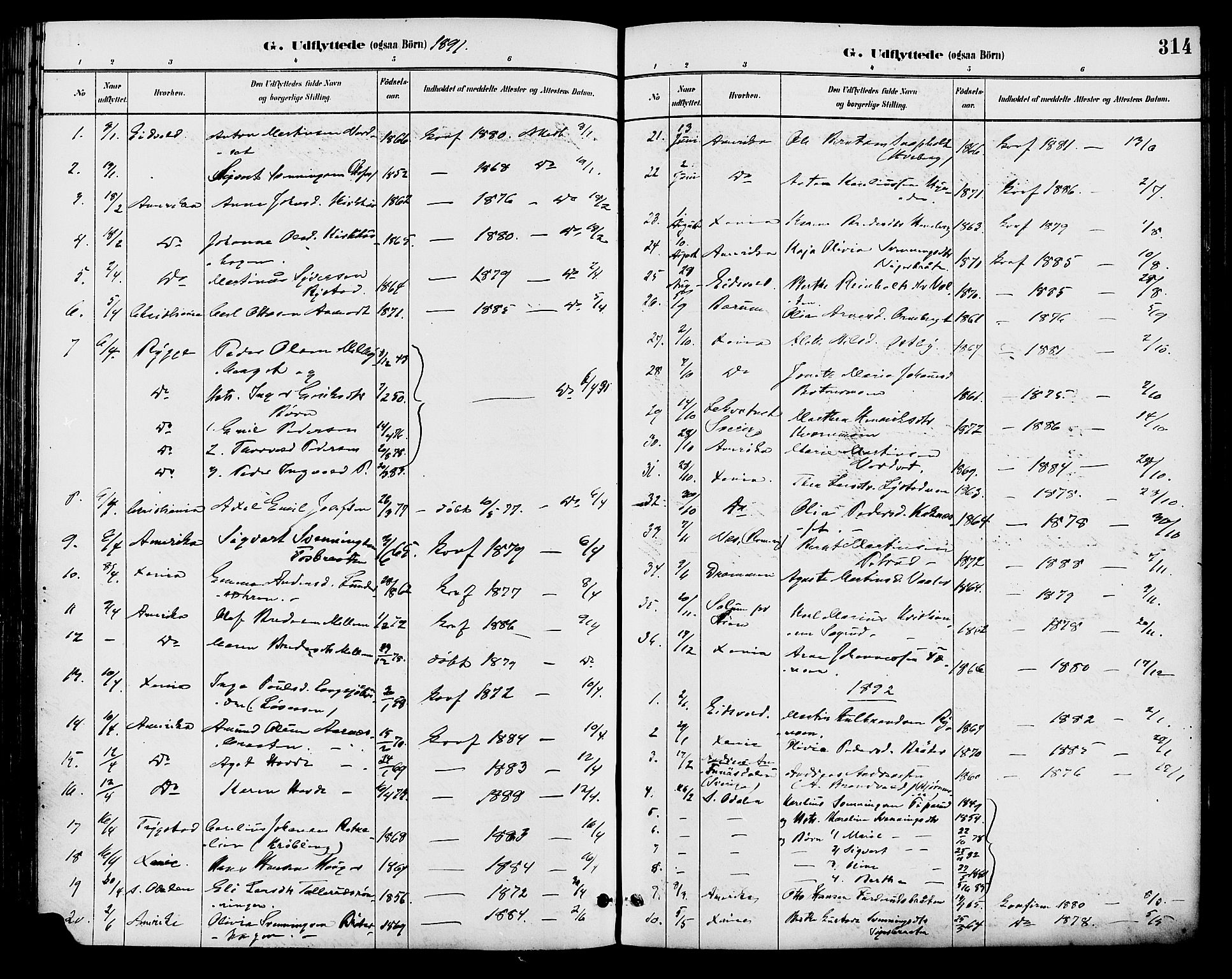 Brandval prestekontor, SAH/PREST-034/H/Ha/Haa/L0002: Parish register (official) no. 2, 1880-1894, p. 314