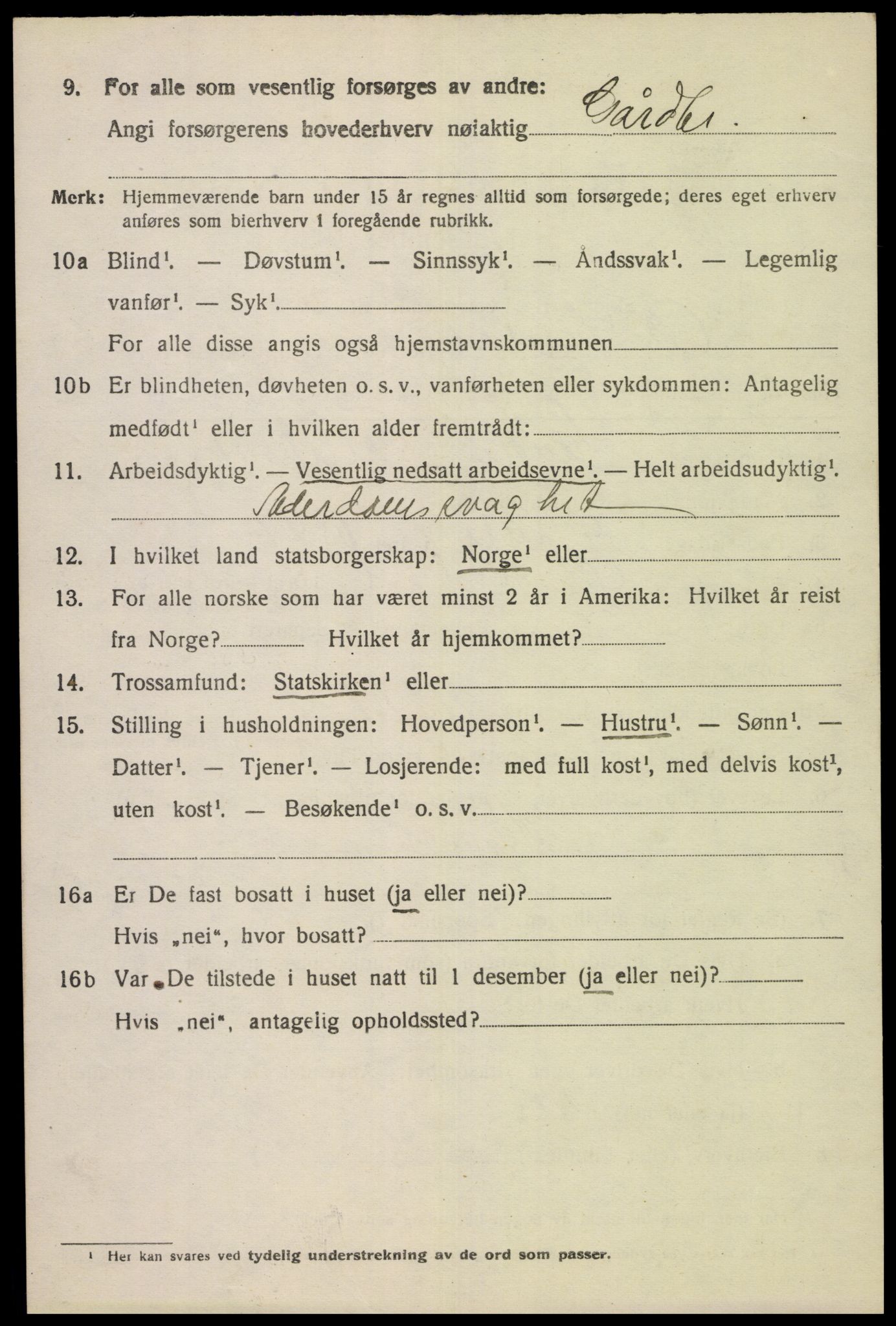 SAK, 1920 census for Øvre Sirdal, 1920, p. 1826