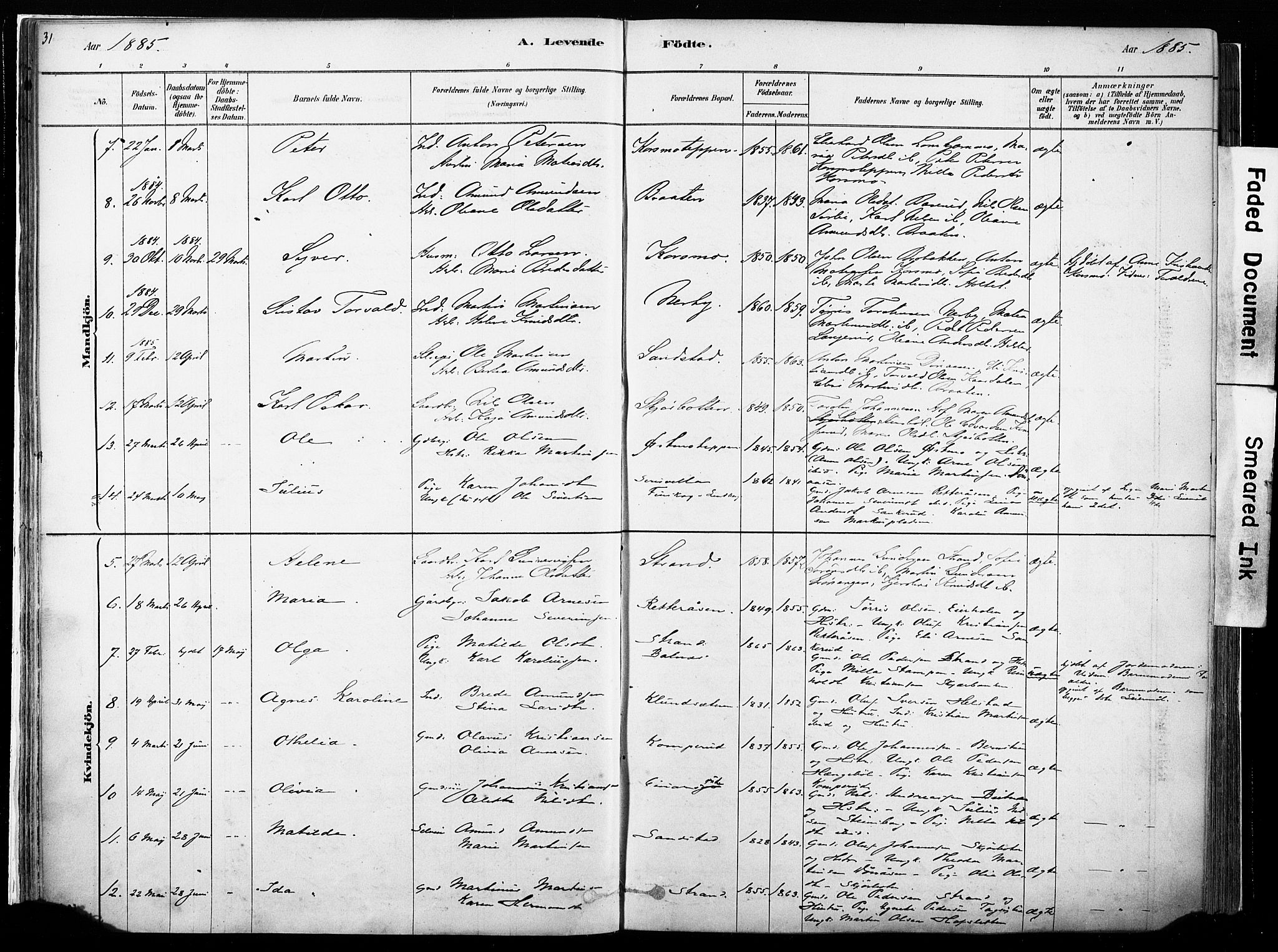 Hof prestekontor, SAH/PREST-038/H/Ha/Haa/L0010: Parish register (official) no. 10, 1878-1909, p. 31