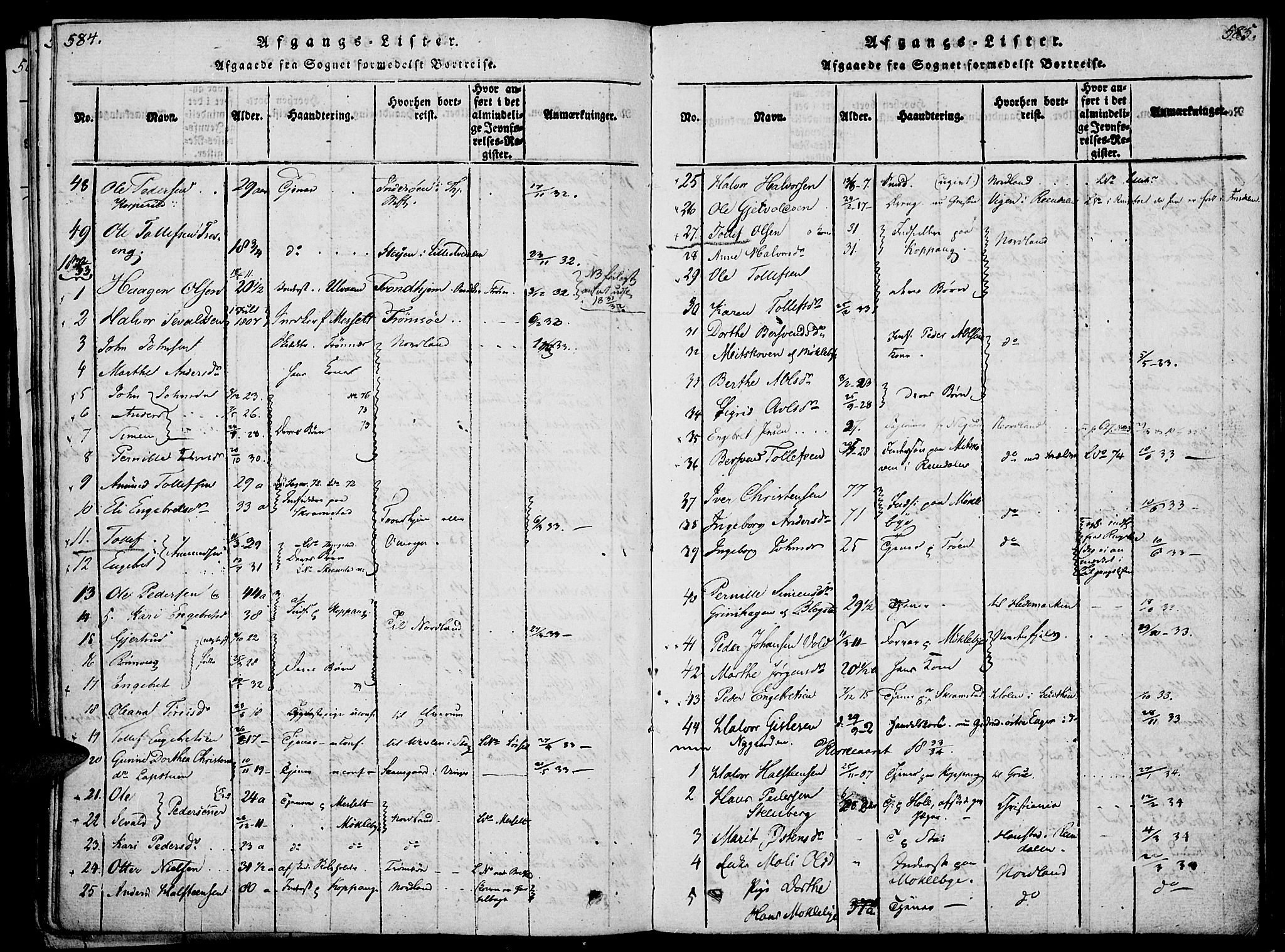 Åmot prestekontor, Hedmark, AV/SAH-PREST-056/H/Ha/Haa/L0005: Parish register (official) no. 5, 1815-1841, p. 584-585