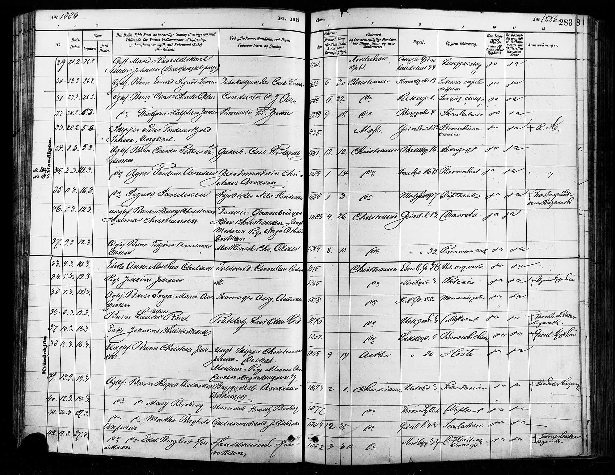 Grønland prestekontor Kirkebøker, SAO/A-10848/F/Fa/L0008: Parish register (official) no. 8, 1881-1893, p. 283