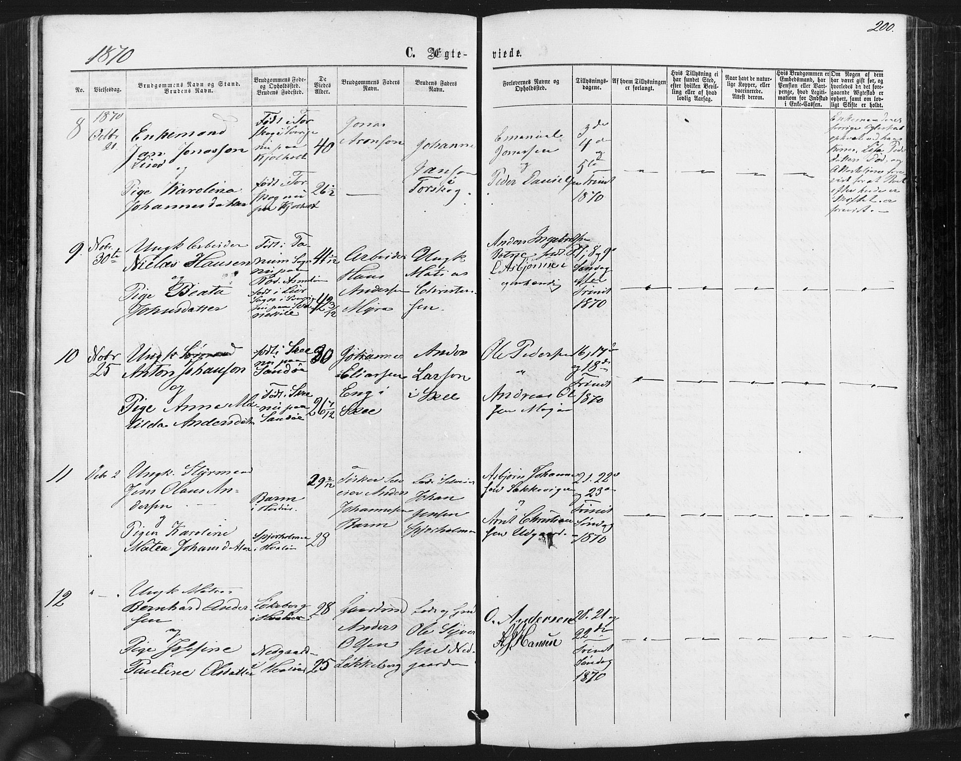 Hvaler prestekontor Kirkebøker, AV/SAO-A-2001/F/Fa/L0007: Parish register (official) no. I 7, 1864-1878, p. 200