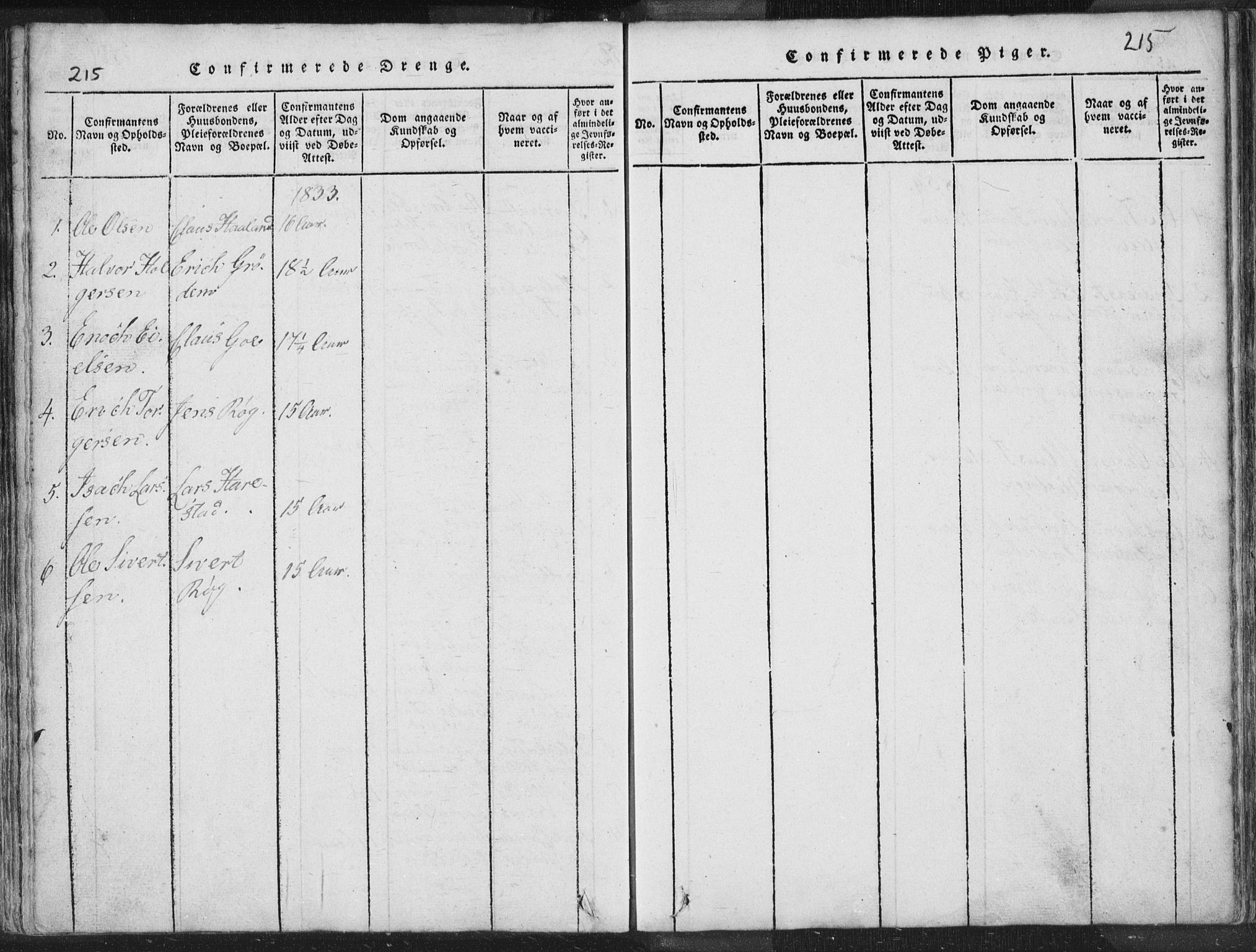 Hetland sokneprestkontor, SAST/A-101826/30/30BA/L0001: Parish register (official) no. A 1, 1816-1856, p. 215