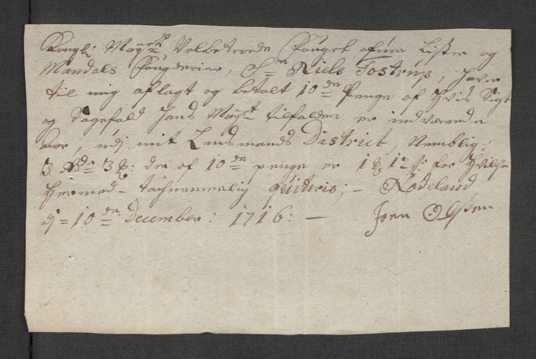 Rentekammeret inntil 1814, Reviderte regnskaper, Fogderegnskap, AV/RA-EA-4092/R43/L2560: Fogderegnskap Lista og Mandal, 1716, p. 220