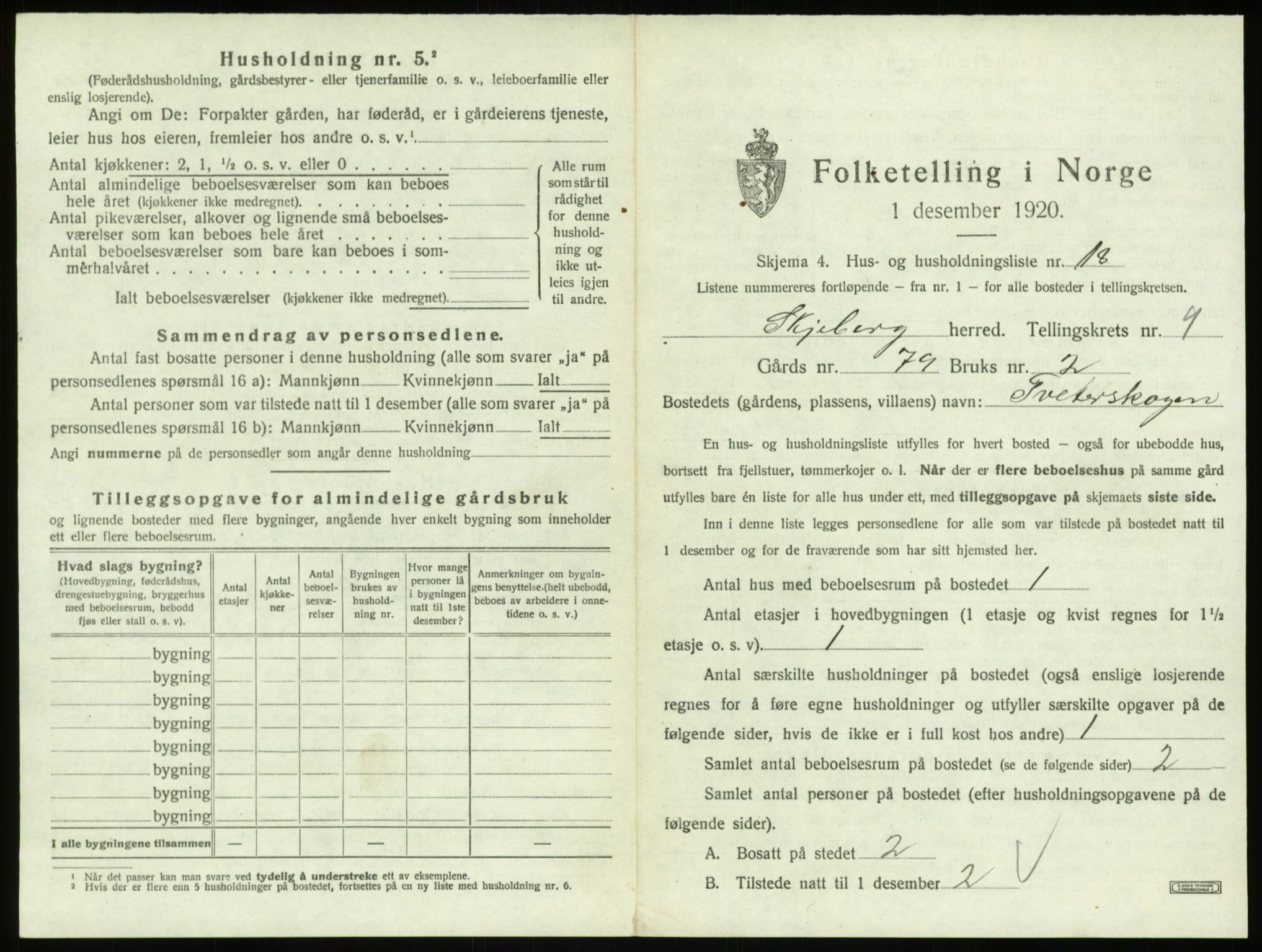 SAO, 1920 census for Skjeberg, 1920, p. 1335