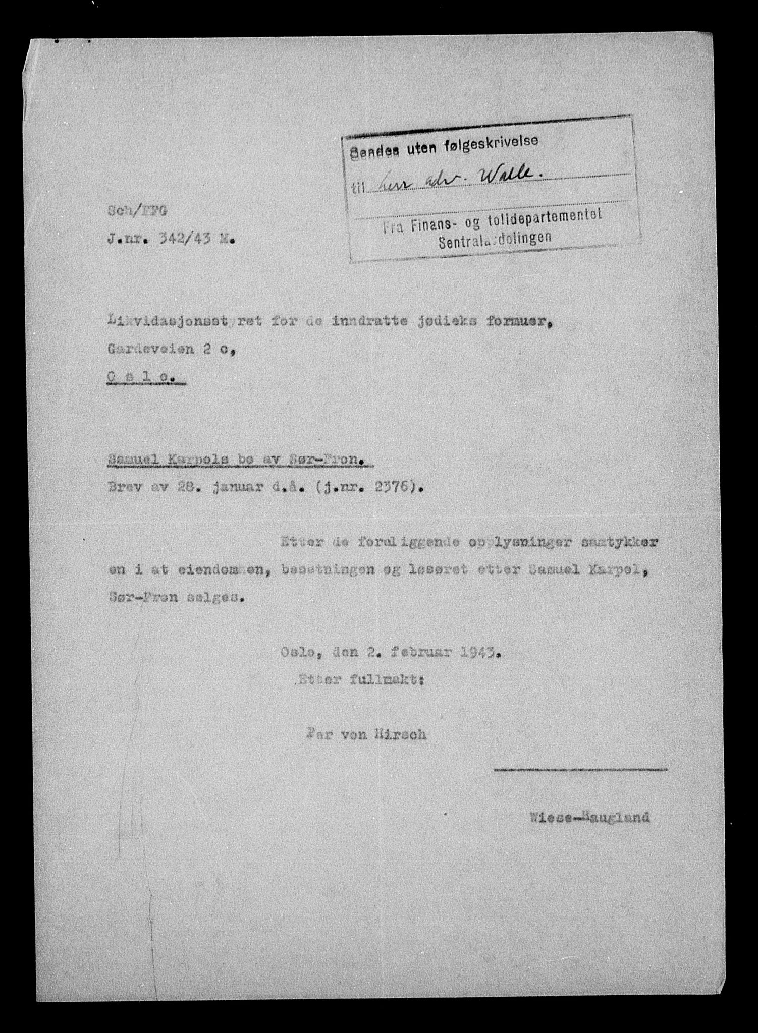 Justisdepartementet, Tilbakeføringskontoret for inndratte formuer, AV/RA-S-1564/H/Hc/Hcc/L0949: --, 1945-1947, p. 809