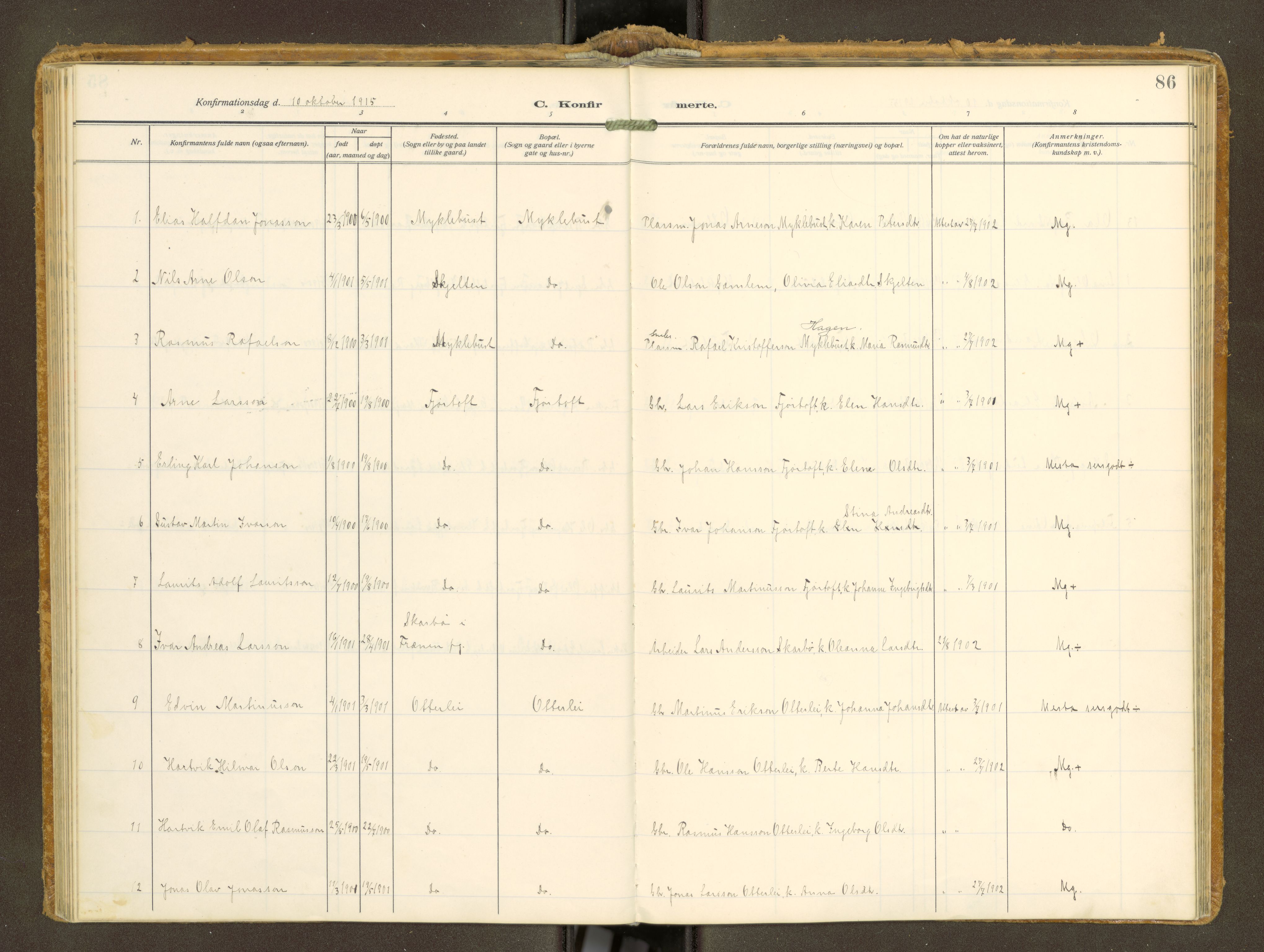 Ministerialprotokoller, klokkerbøker og fødselsregistre - Møre og Romsdal, AV/SAT-A-1454/538/L0528: Parish register (official) no. 538A--, 1911-1935, p. 86