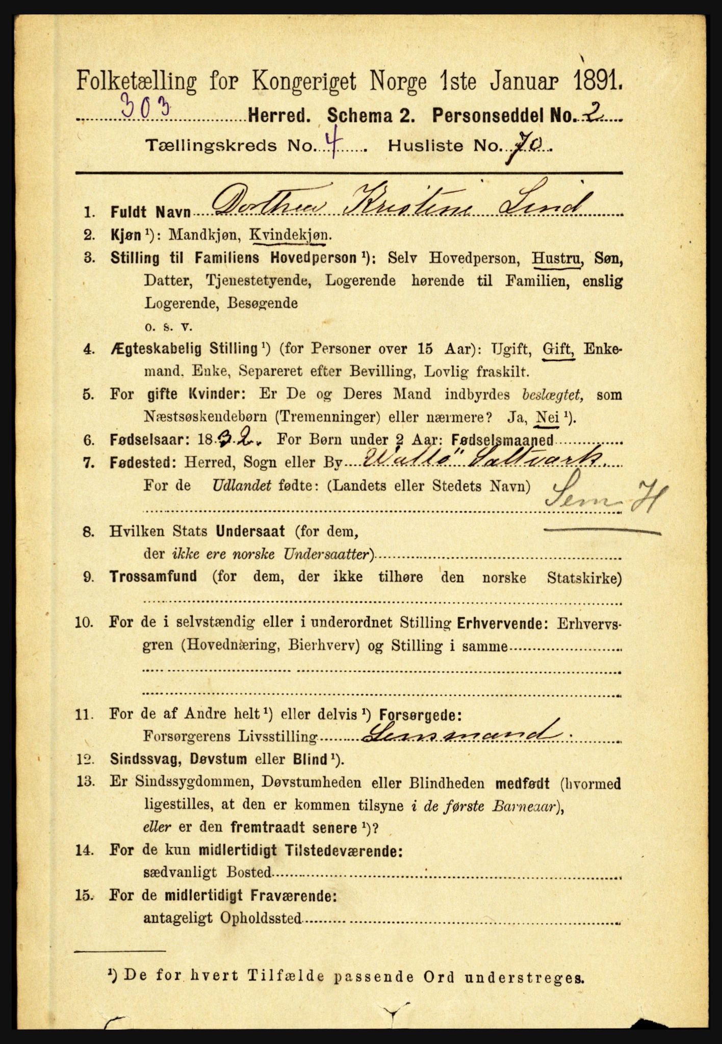 RA, 1891 census for 1437 Kinn, 1891, p. 1733