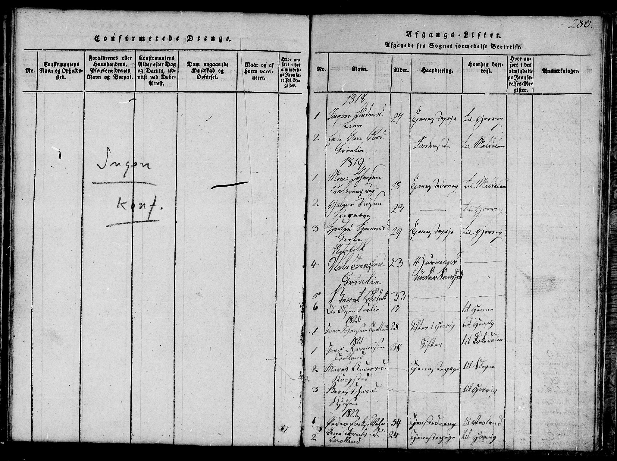 Ministerialprotokoller, klokkerbøker og fødselsregistre - Sør-Trøndelag, SAT/A-1456/694/L1130: Parish register (copy) no. 694C02, 1816-1857, p. 280