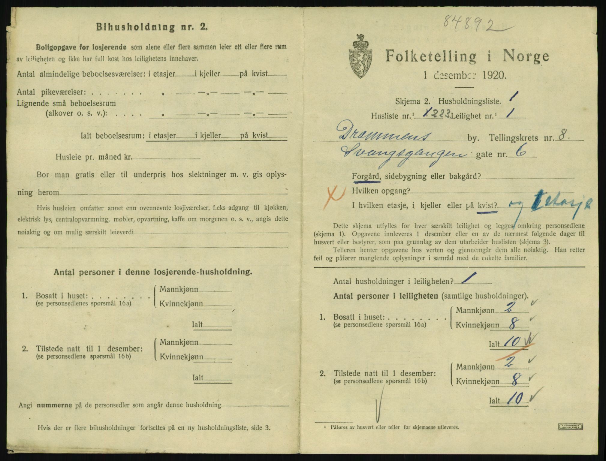 SAKO, 1920 census for Drammen, 1920, p. 15259