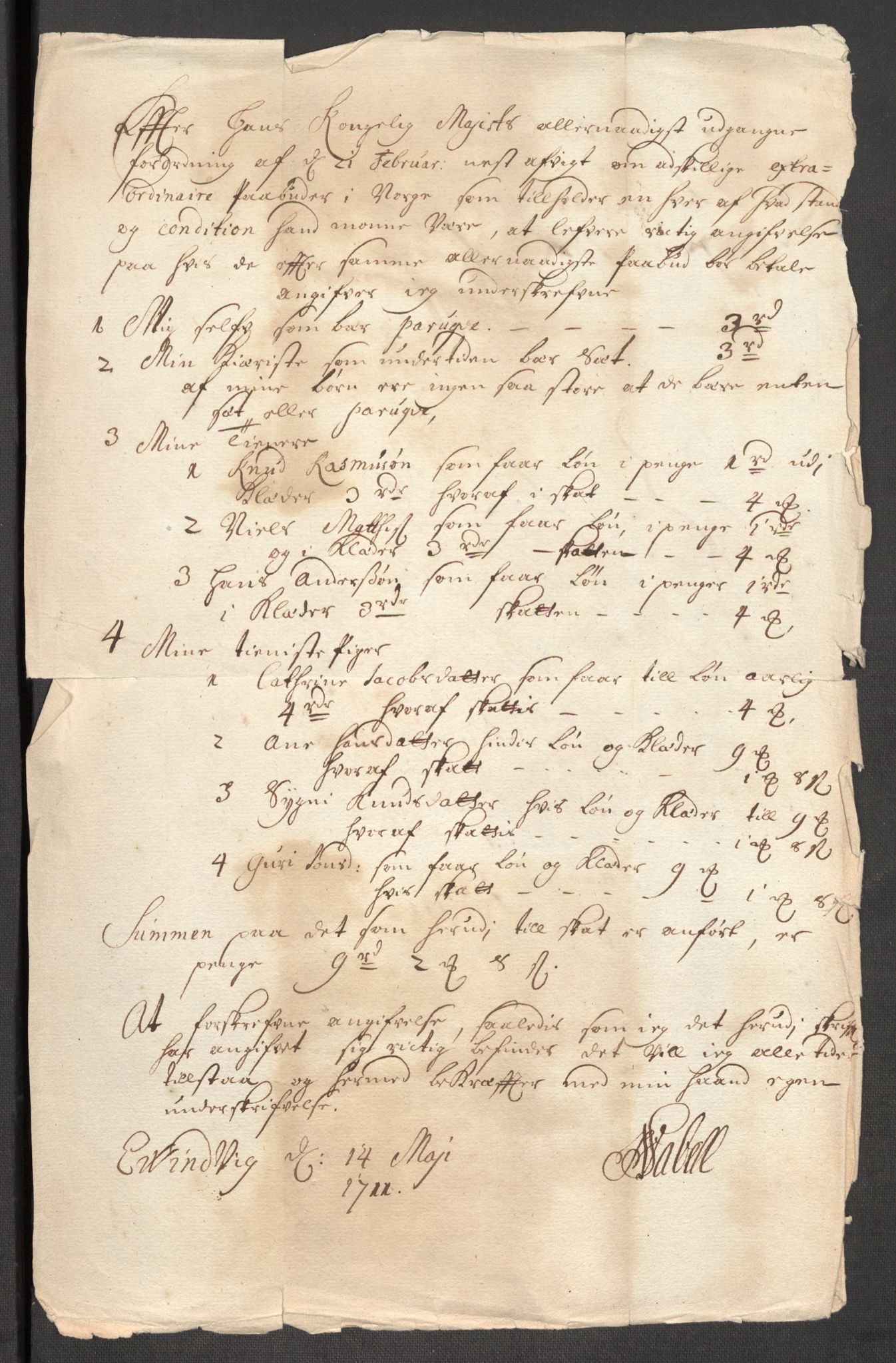 Rentekammeret inntil 1814, Reviderte regnskaper, Fogderegnskap, RA/EA-4092/R51/L3193: Fogderegnskap Nordhordland og Voss, 1711, p. 419