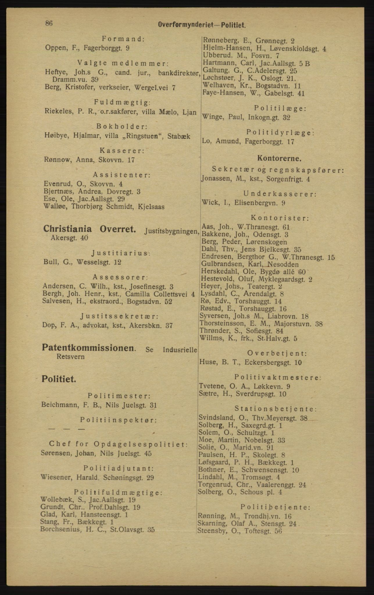 Kristiania/Oslo adressebok, PUBL/-, 1913, p. 88