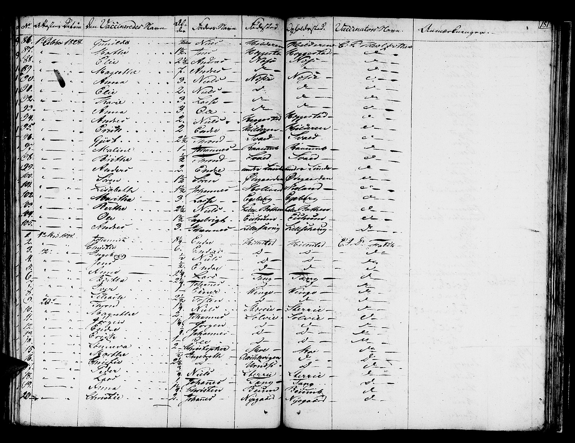 Hafslo sokneprestembete, SAB/A-80301/H/Haa/Haaa/L0004: Parish register (official) no. A 4, 1821-1834, p. 181