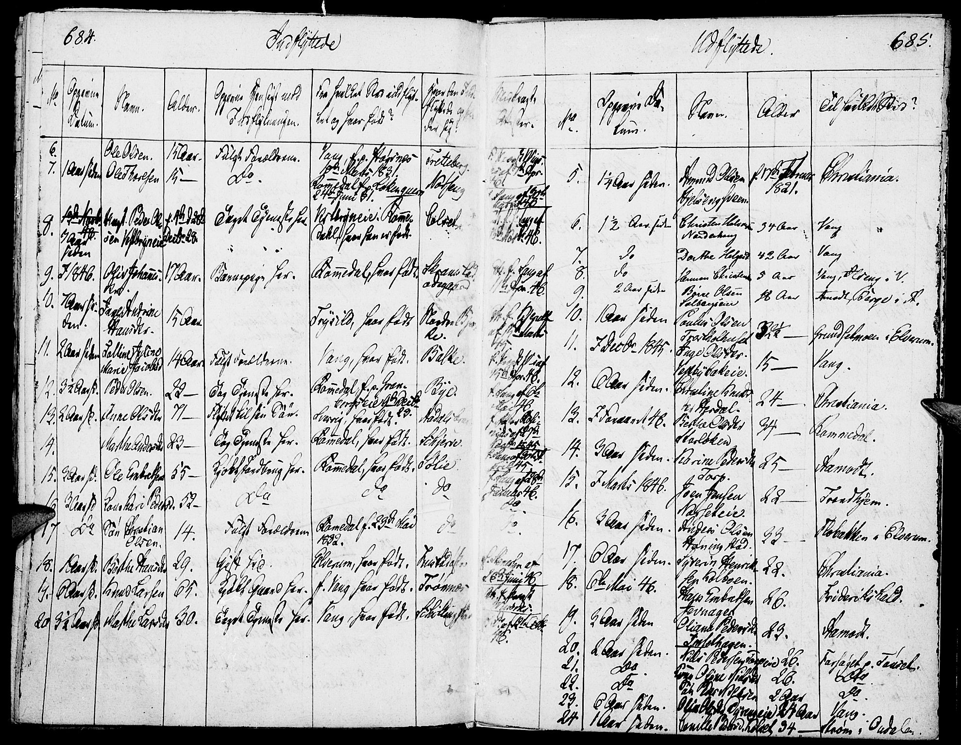 Løten prestekontor, SAH/PREST-022/K/Ka/L0006: Parish register (official) no. 6, 1832-1849, p. 684-685