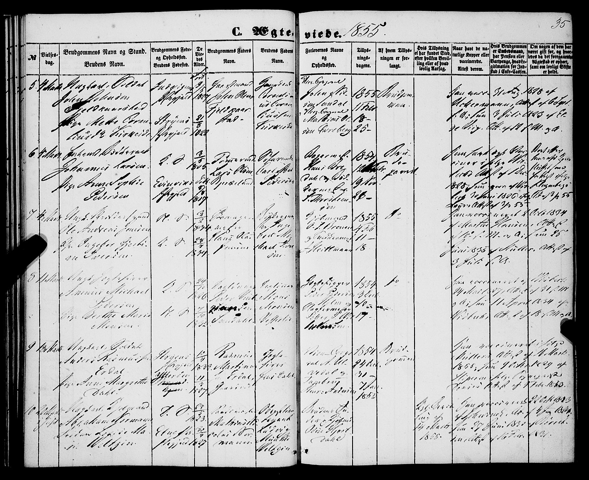 Korskirken sokneprestembete, AV/SAB-A-76101/H/Haa/L0035: Parish register (official) no. D 2, 1852-1867, p. 35