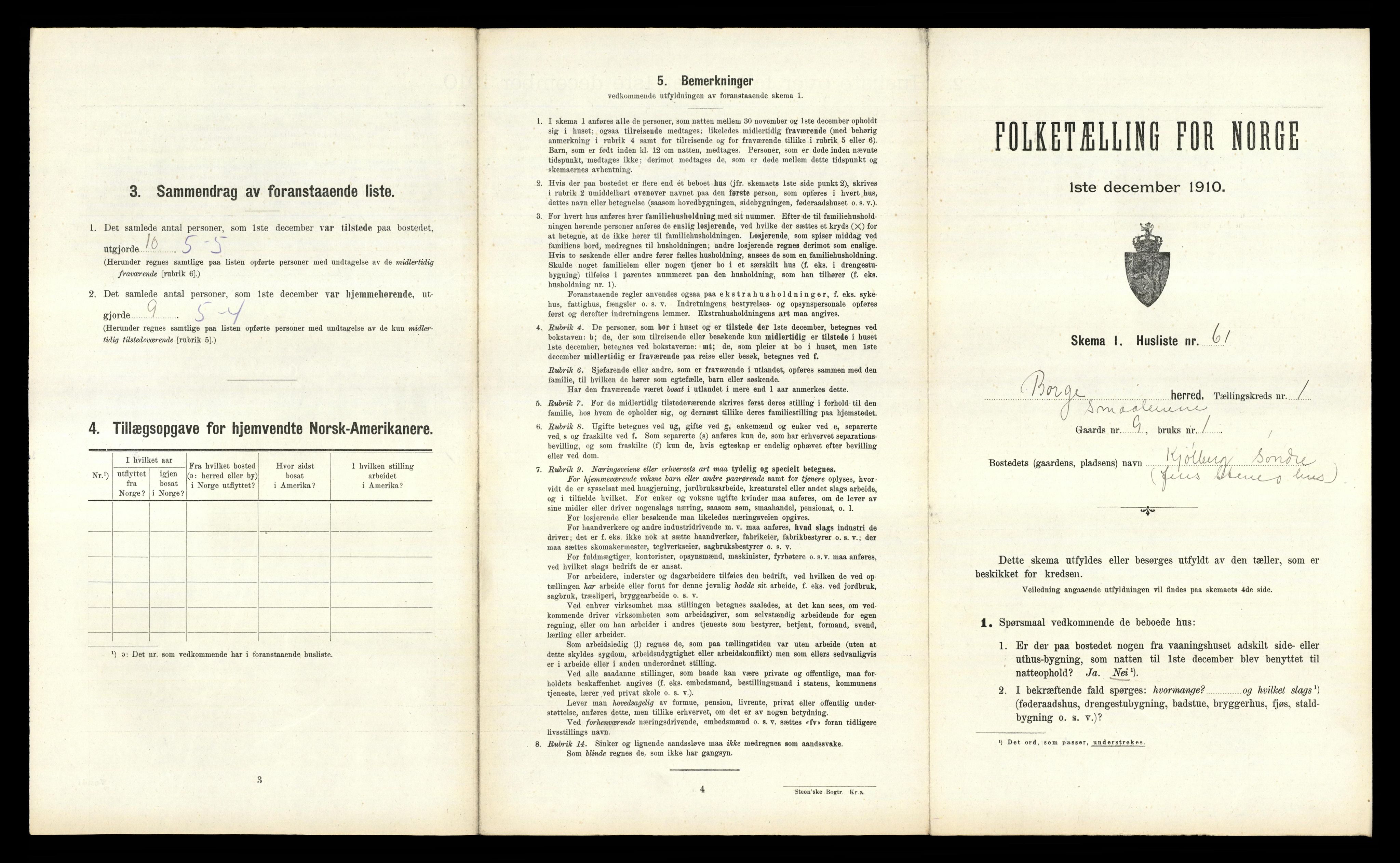 RA, 1910 census for Borge, 1910, p. 174