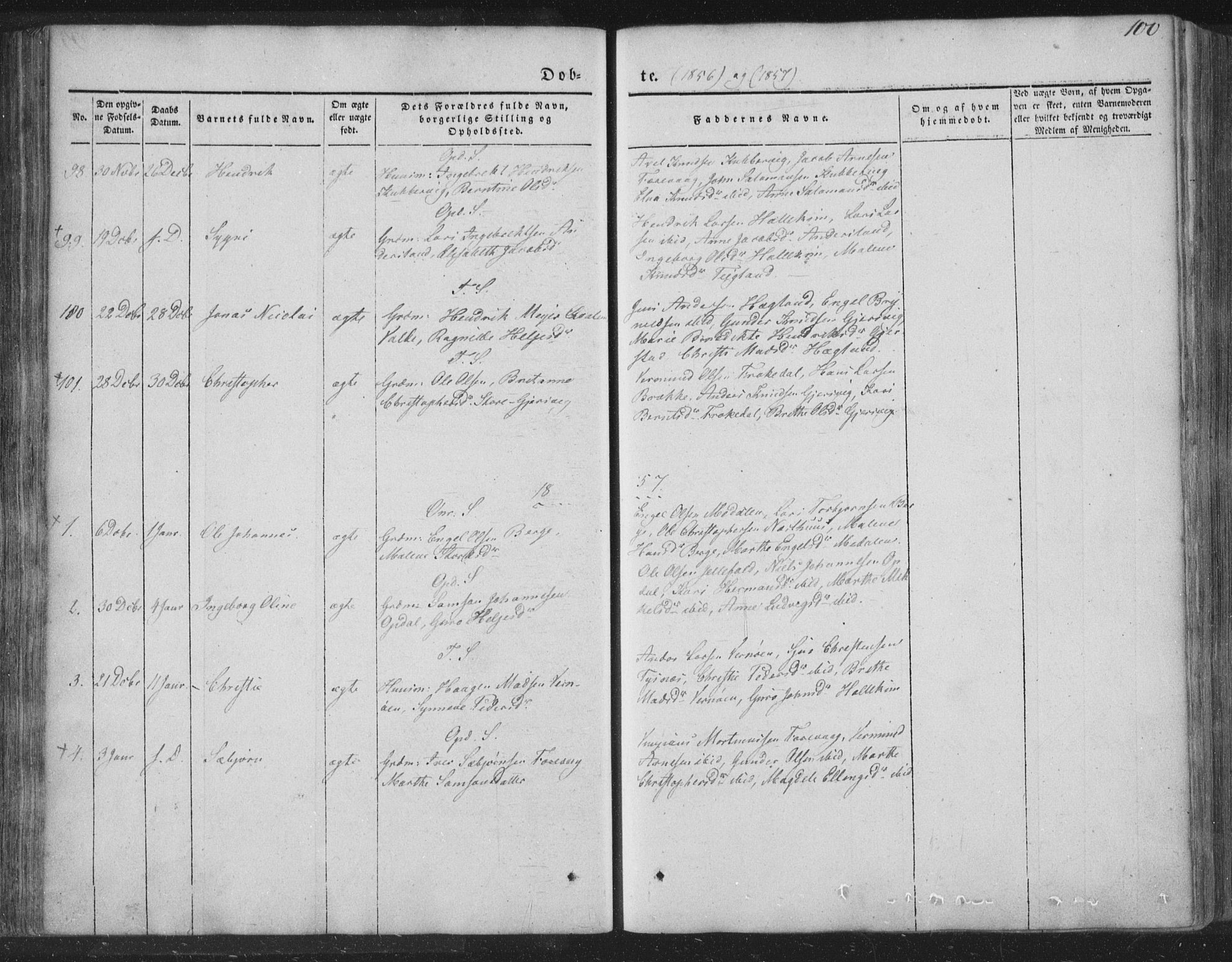 Tysnes sokneprestembete, SAB/A-78601/H/Haa: Parish register (official) no. A 10, 1848-1859, p. 100