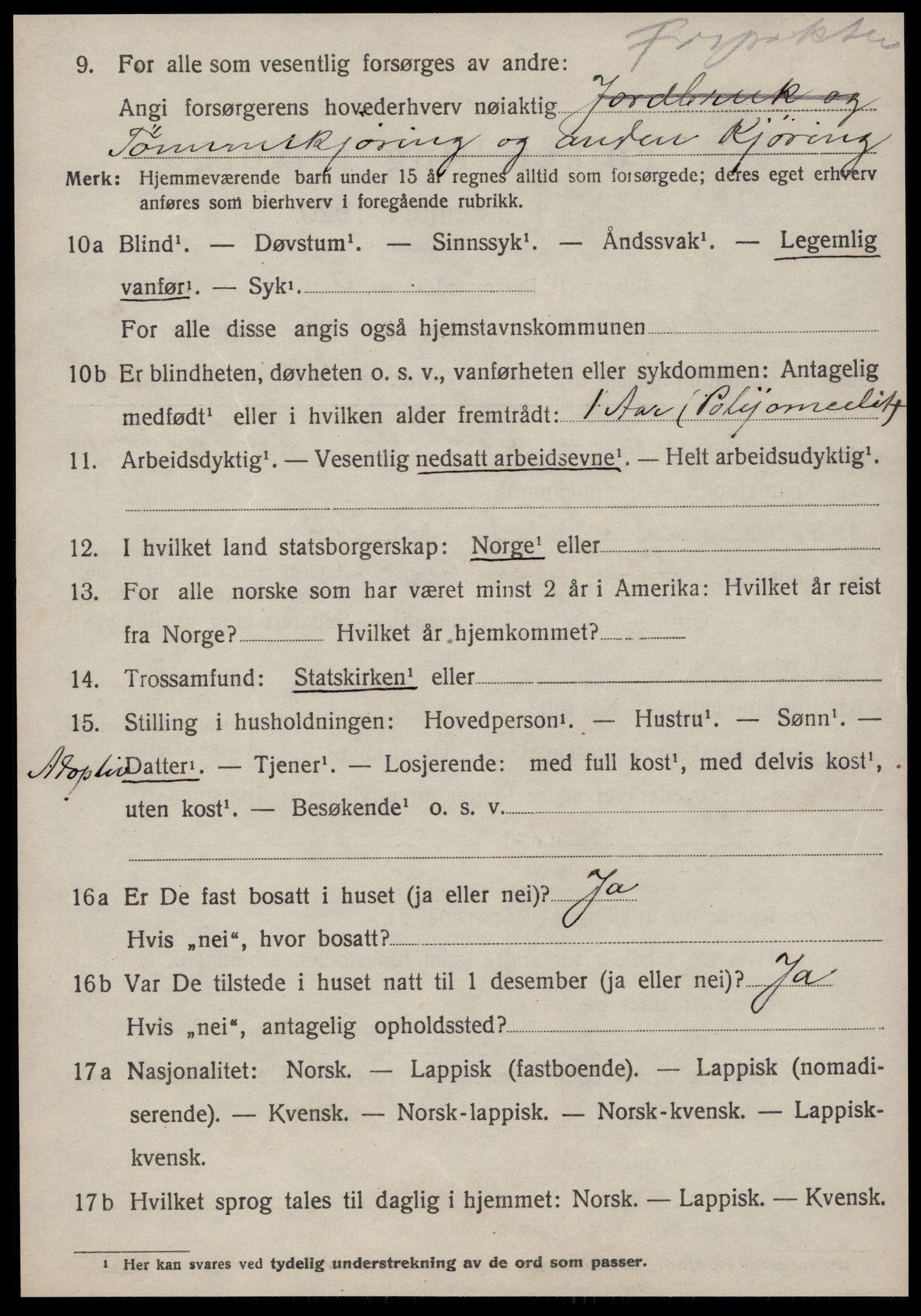 SAT, 1920 census for Rennebu, 1920, p. 4933