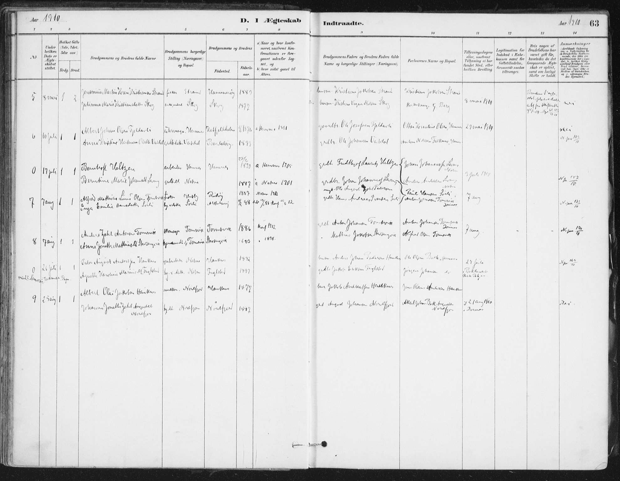 Ministerialprotokoller, klokkerbøker og fødselsregistre - Nordland, SAT/A-1459/838/L0553: Parish register (official) no. 838A11, 1880-1910, p. 63