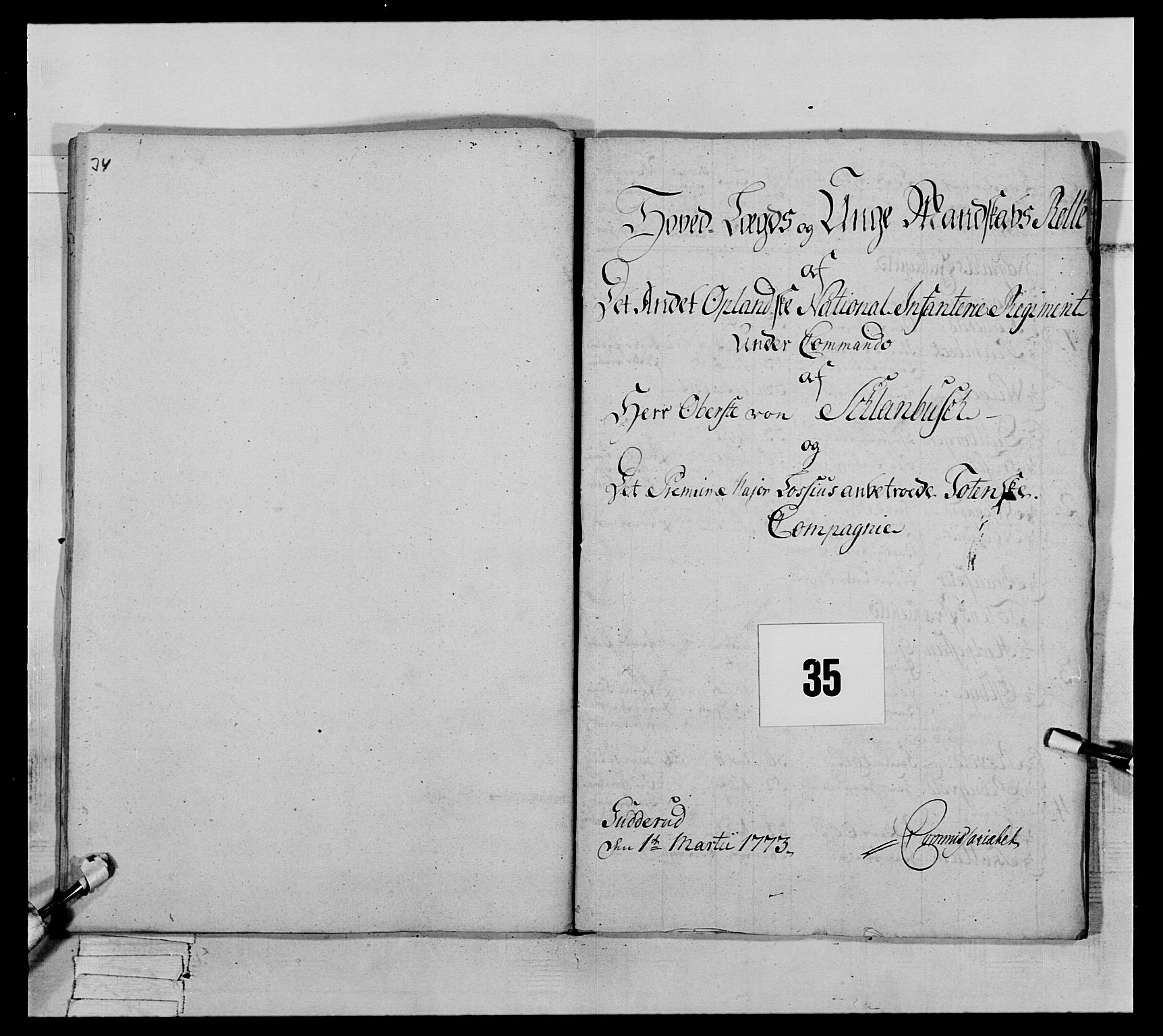 Generalitets- og kommissariatskollegiet, Det kongelige norske kommissariatskollegium, AV/RA-EA-5420/E/Eh/L0063: 2. Opplandske nasjonale infanteriregiment, 1773, p. 571